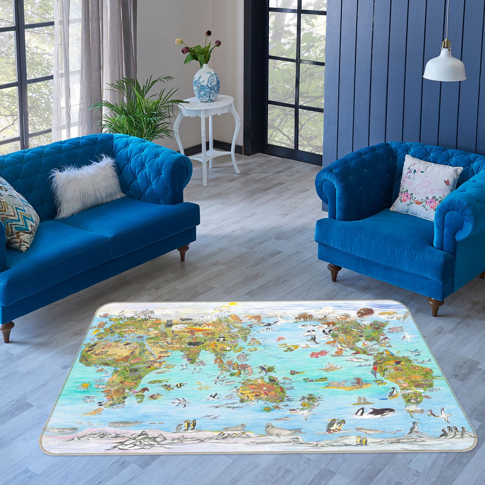 3D Cute Animal 1515 Michael Sewell Rug Non Slip Rug Mat