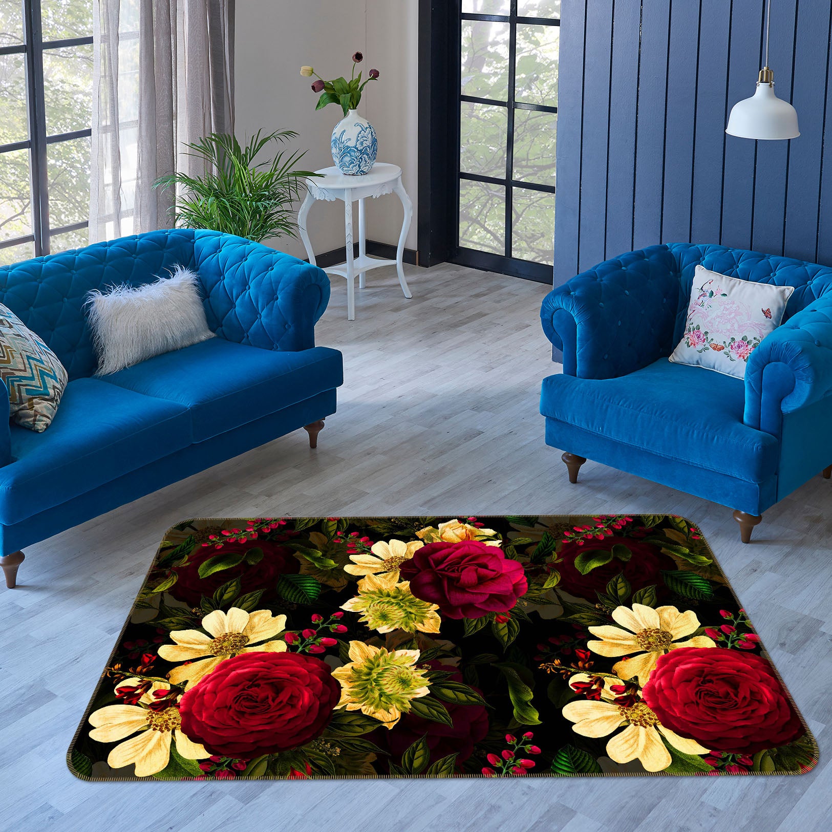 3D Bright Flowers 102 Uta Naumann Rug Non Slip Rug Mat