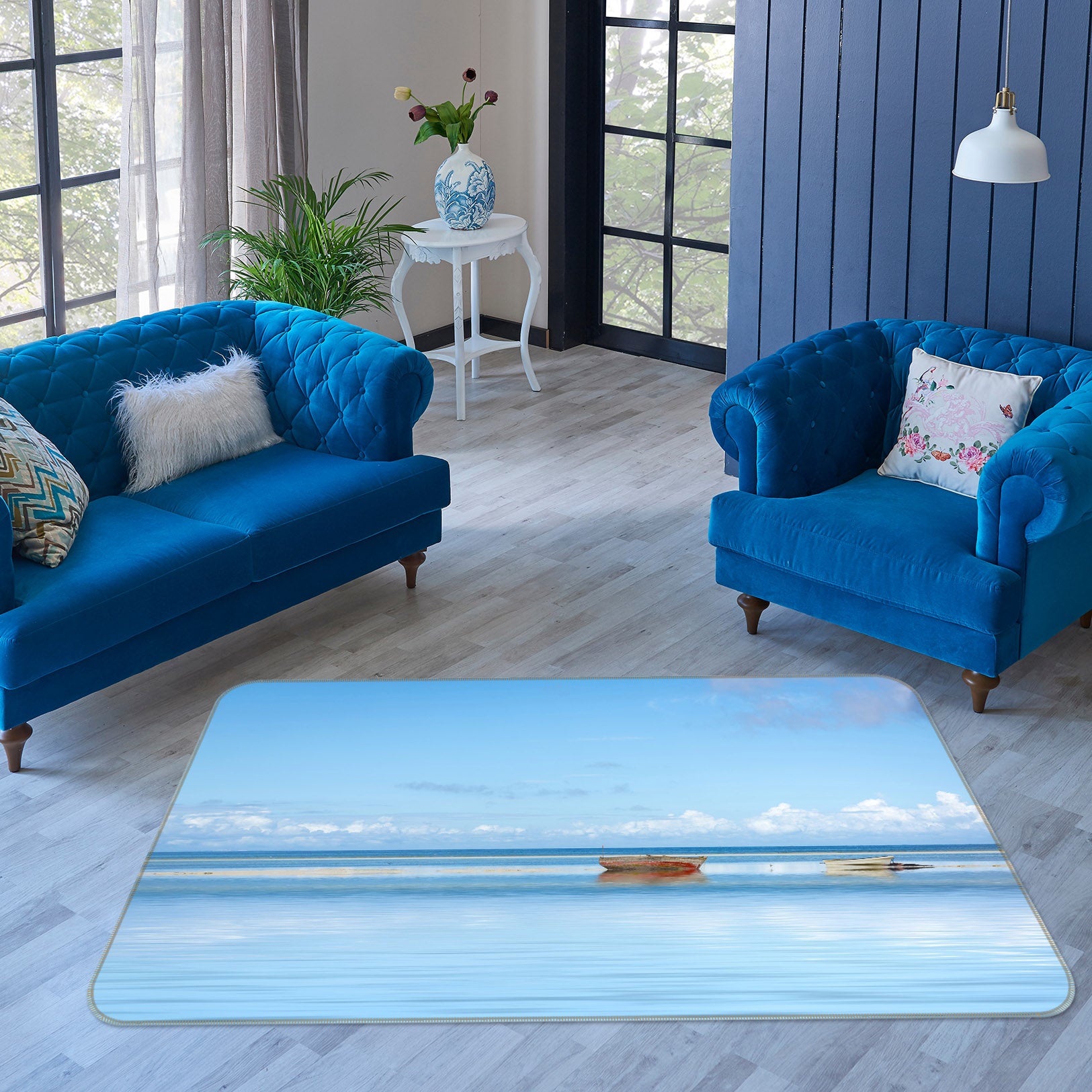 3D Sea Boat 1101 Marco Carmassi Rug Non Slip Rug Mat