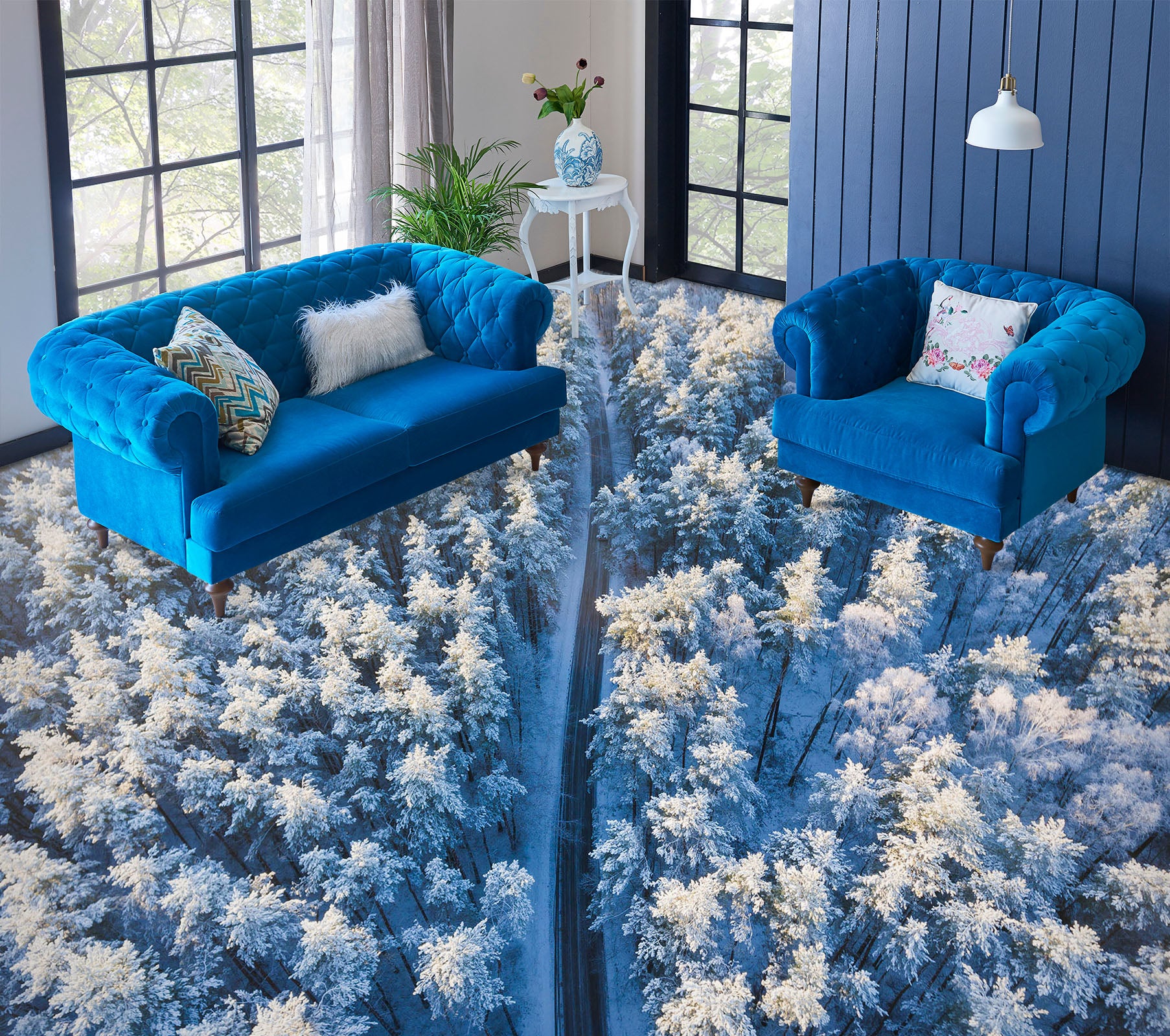 3D Snow Forest 071 Floor Mural Wallpaper Murals Rug & Mat Print Epoxy waterproof bath floor