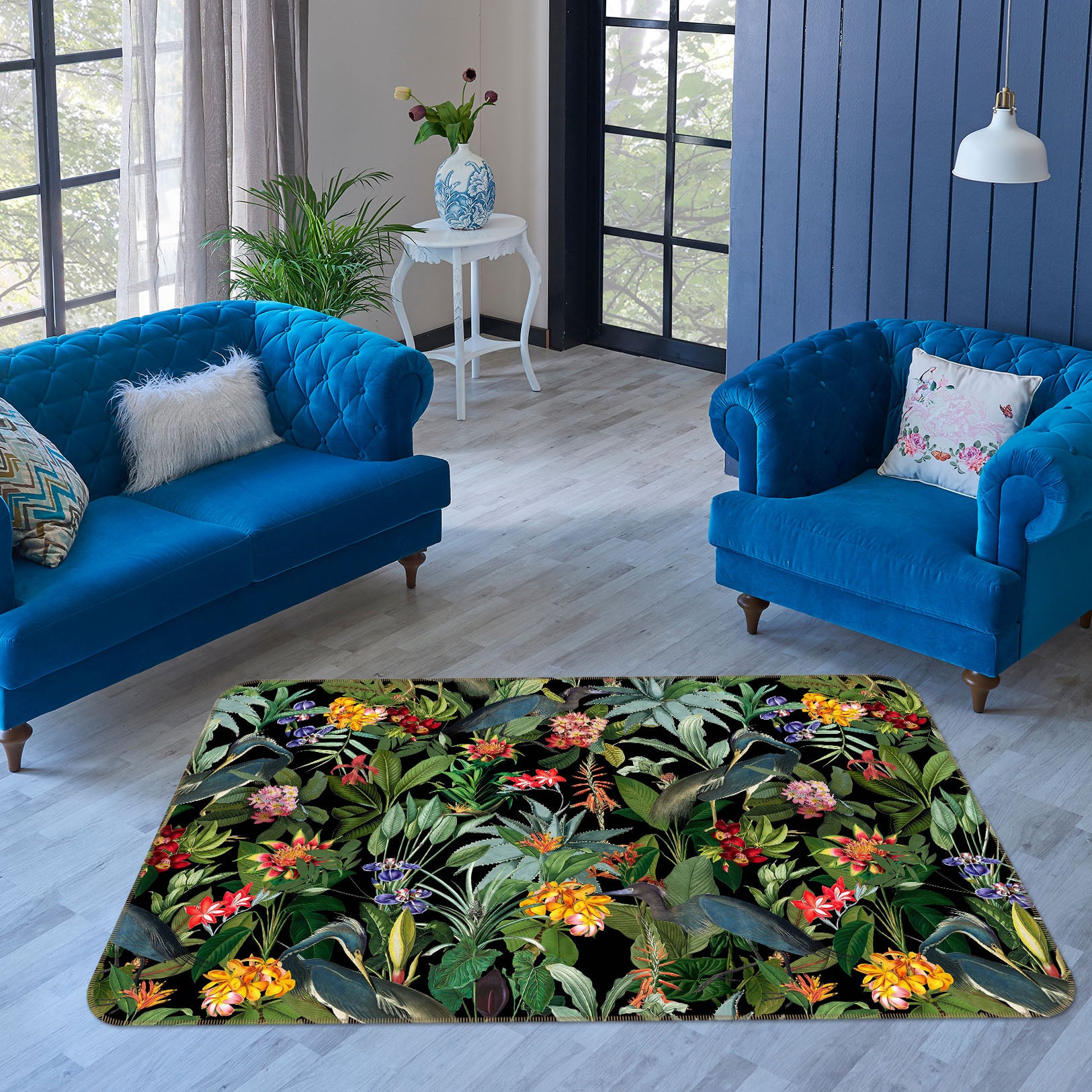 3D Yellow Flowers 101 Uta Naumann Rug Non Slip Rug Mat