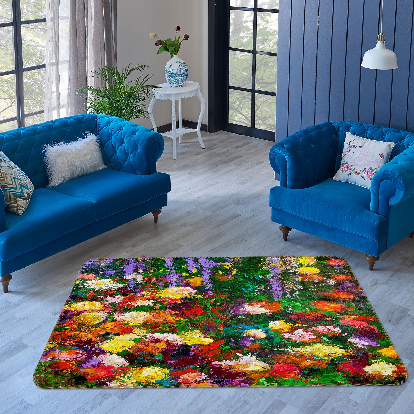 3D Painted Flowers 1067 Allan P. Friedlander Rug Non Slip Rug Mat