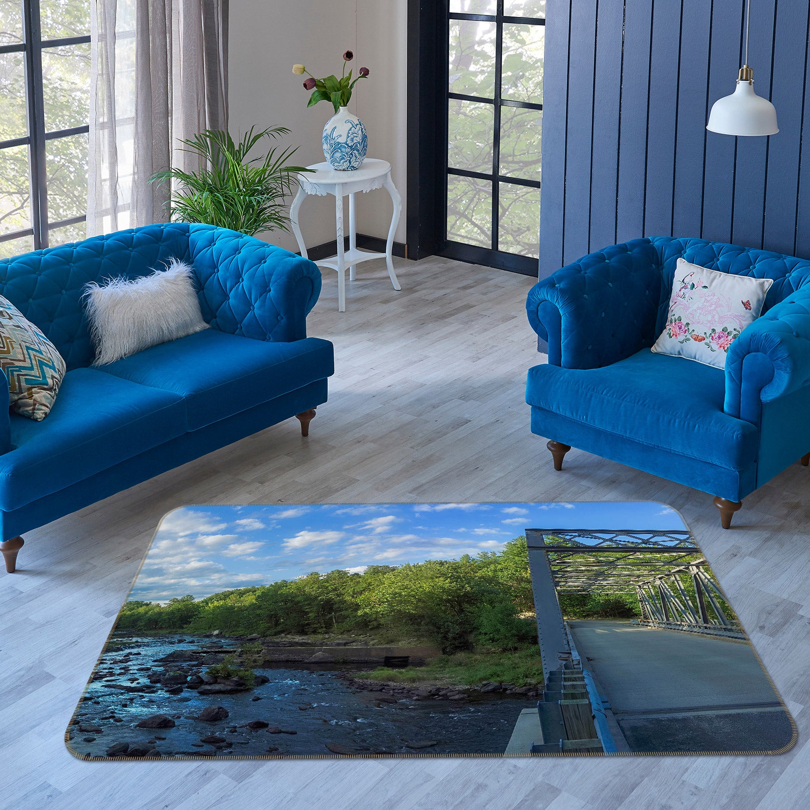 3D Steel Bridge 1022 Jerry LoFaro Rug Non Slip Rug Mat