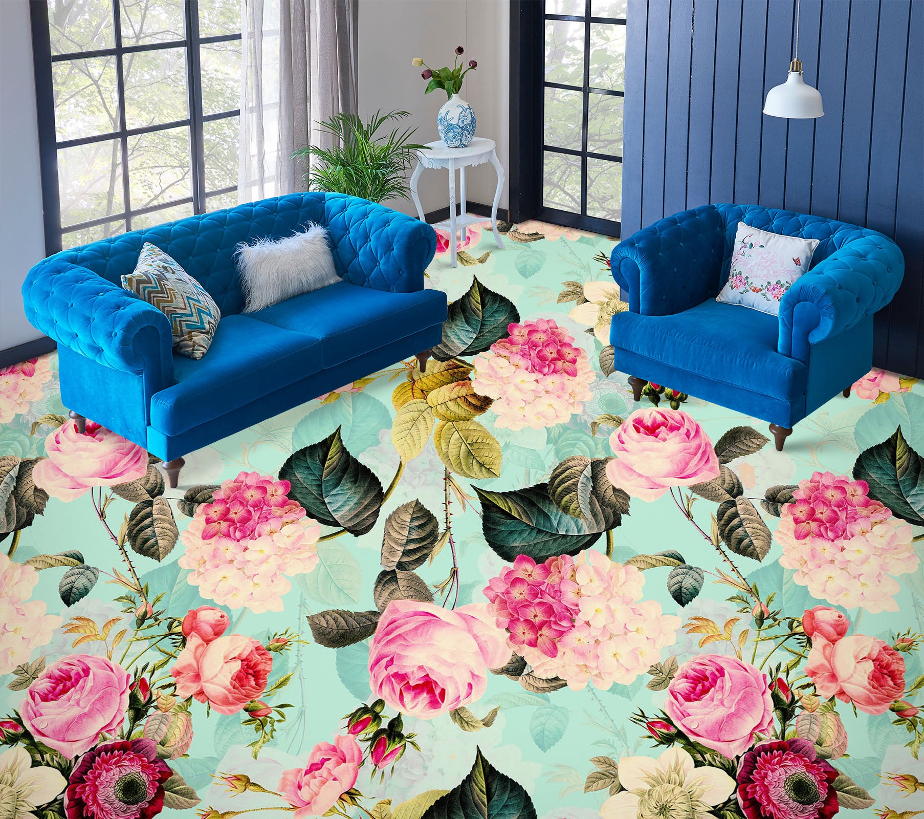 3D Pink Flower Pattern 99208 Uta Naumann Floor Mural Wallpaper Murals Self-Adhesive Removable Print Epoxy