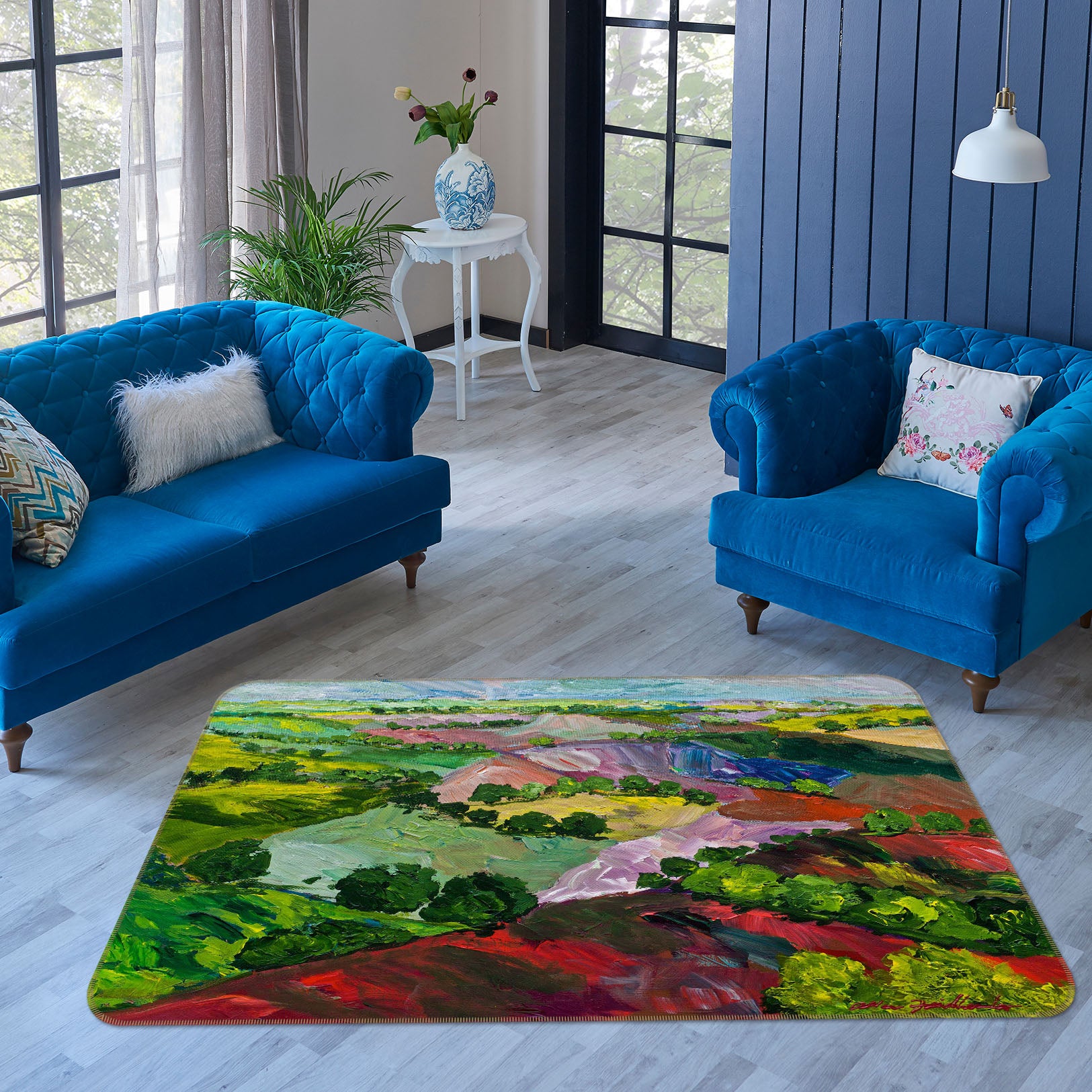 3D Colored Valley 1056 Allan P. Friedlander Rug Non Slip Rug Mat