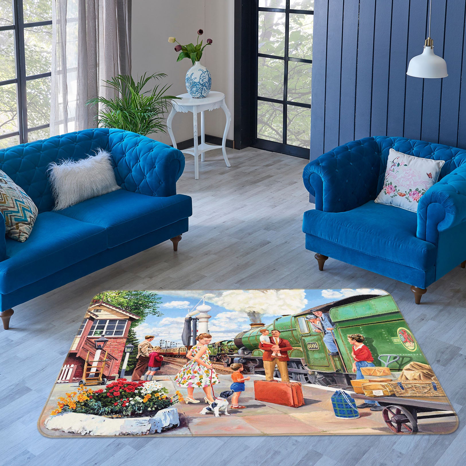 3D The Train Driver 1119 Trevor Mitchell Rug Non Slip Rug Mat