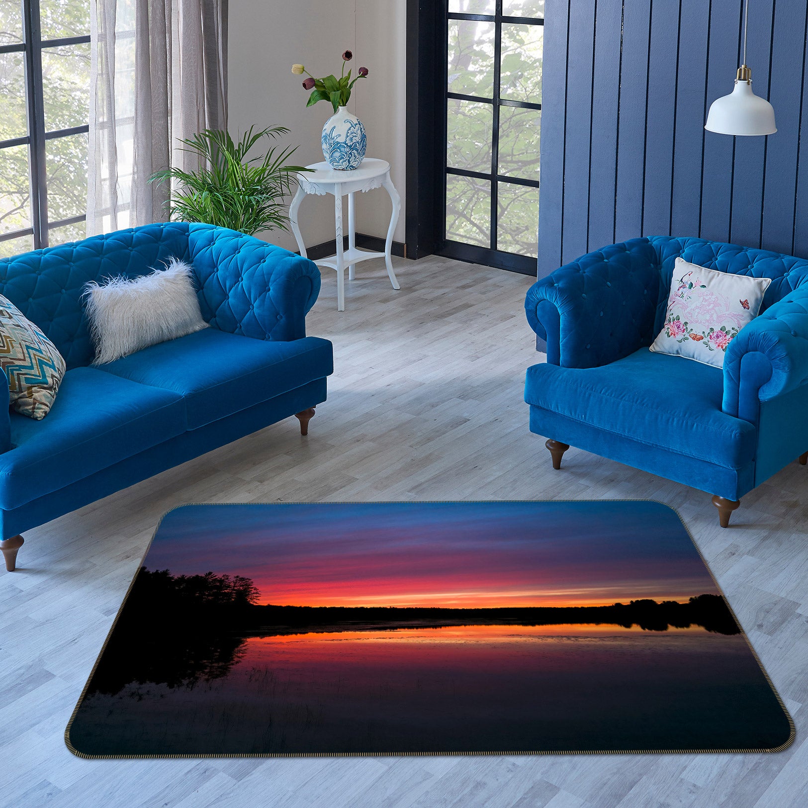 3D Twilight Lake 1030 Jerry LoFaro Rug Non Slip Rug Mat
