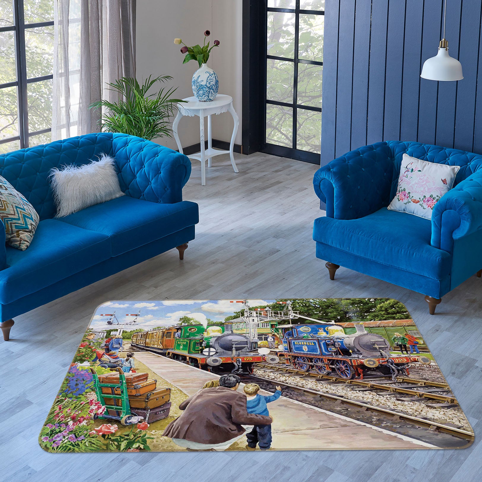3D The Bluebell Railway 1107 Trevor Mitchell Rug Non Slip Rug Mat