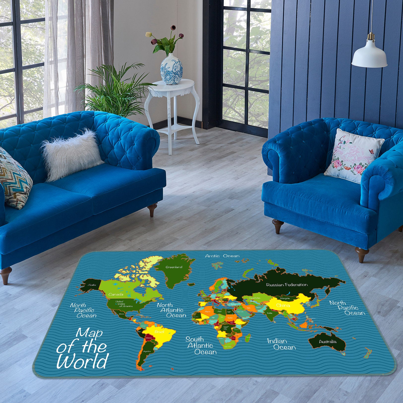 3D Doodle Island 304 World Map Non Slip Rug Mat