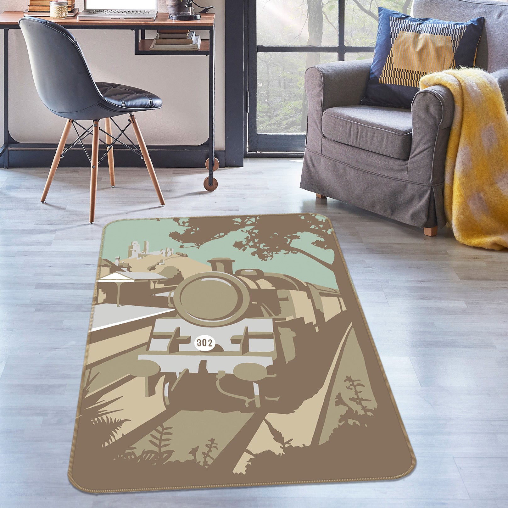 3D Swanage Railway 1009 Steve Read Rug Non Slip Rug Mat
