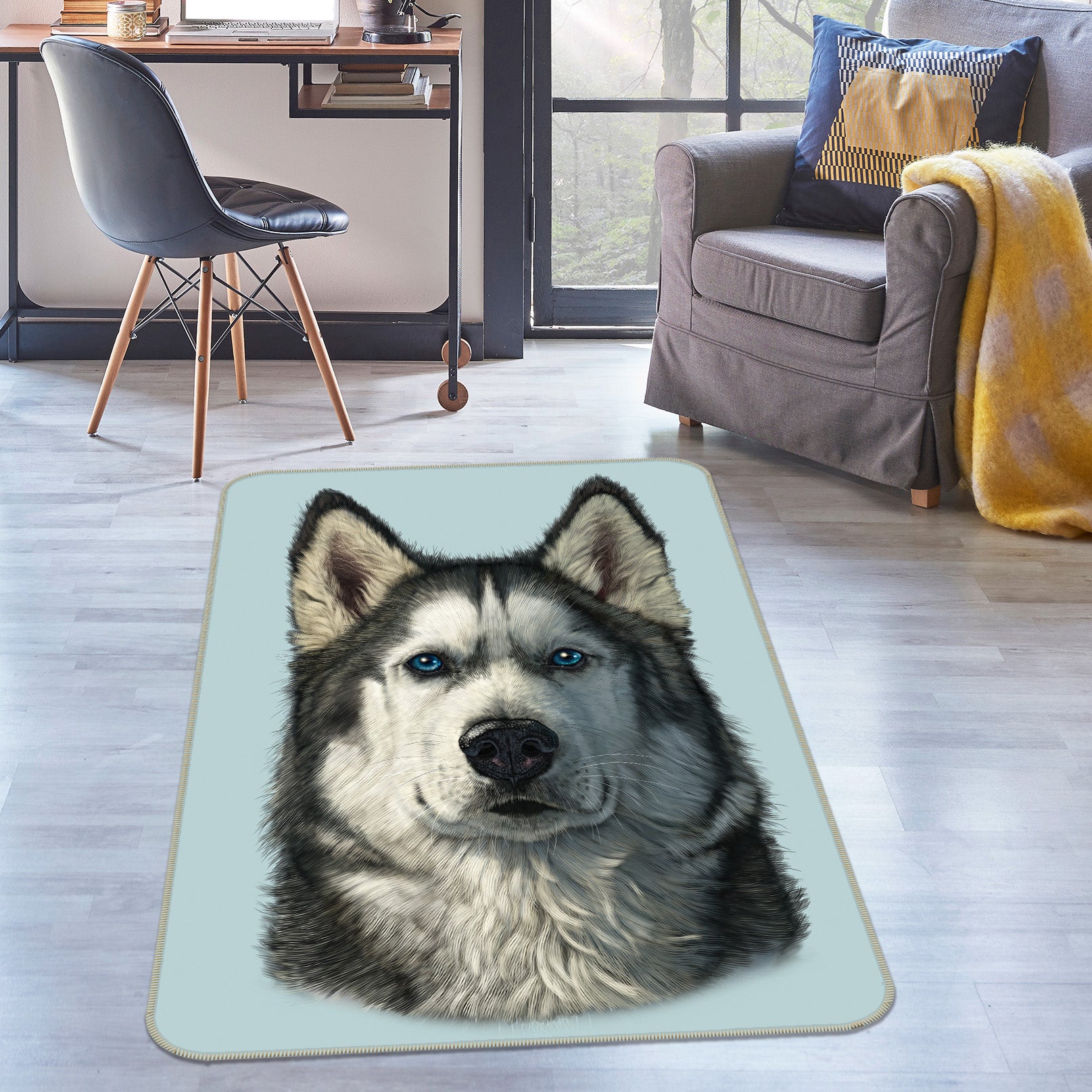 3D Husky Portrait 1043 Vincent Hie Rug Non Slip Rug Mat