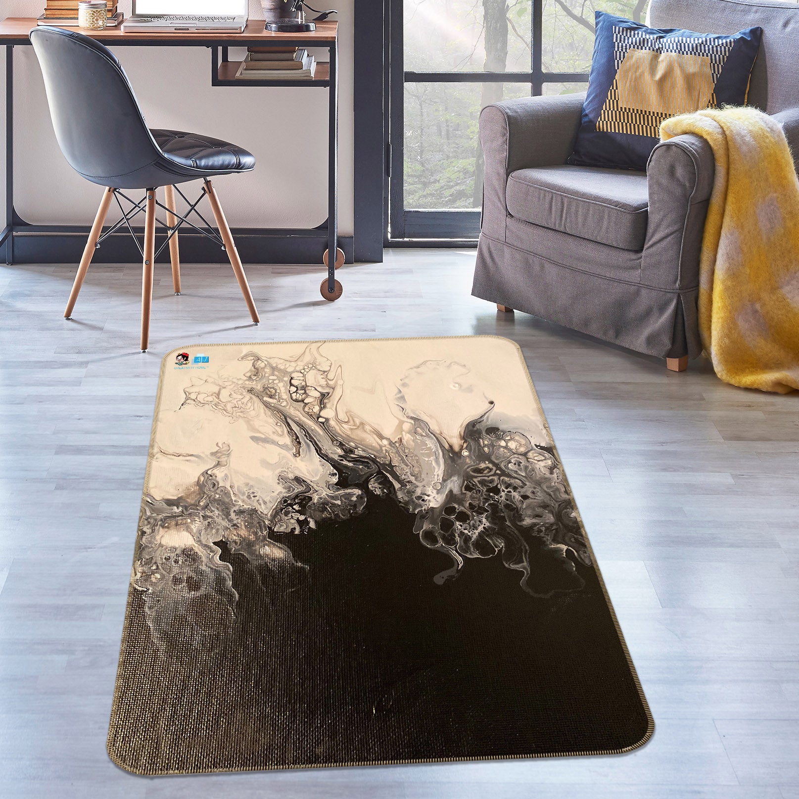 3D Black Light Brown 40019 Valerie Latrice Rug Non Slip Rug Mat