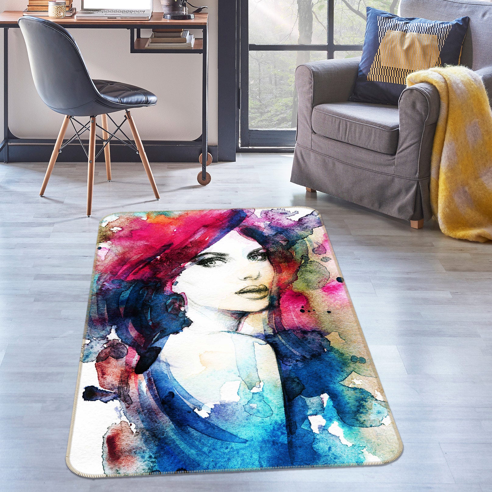 3D Lovely Woman 1058 Non Slip Rug Mat