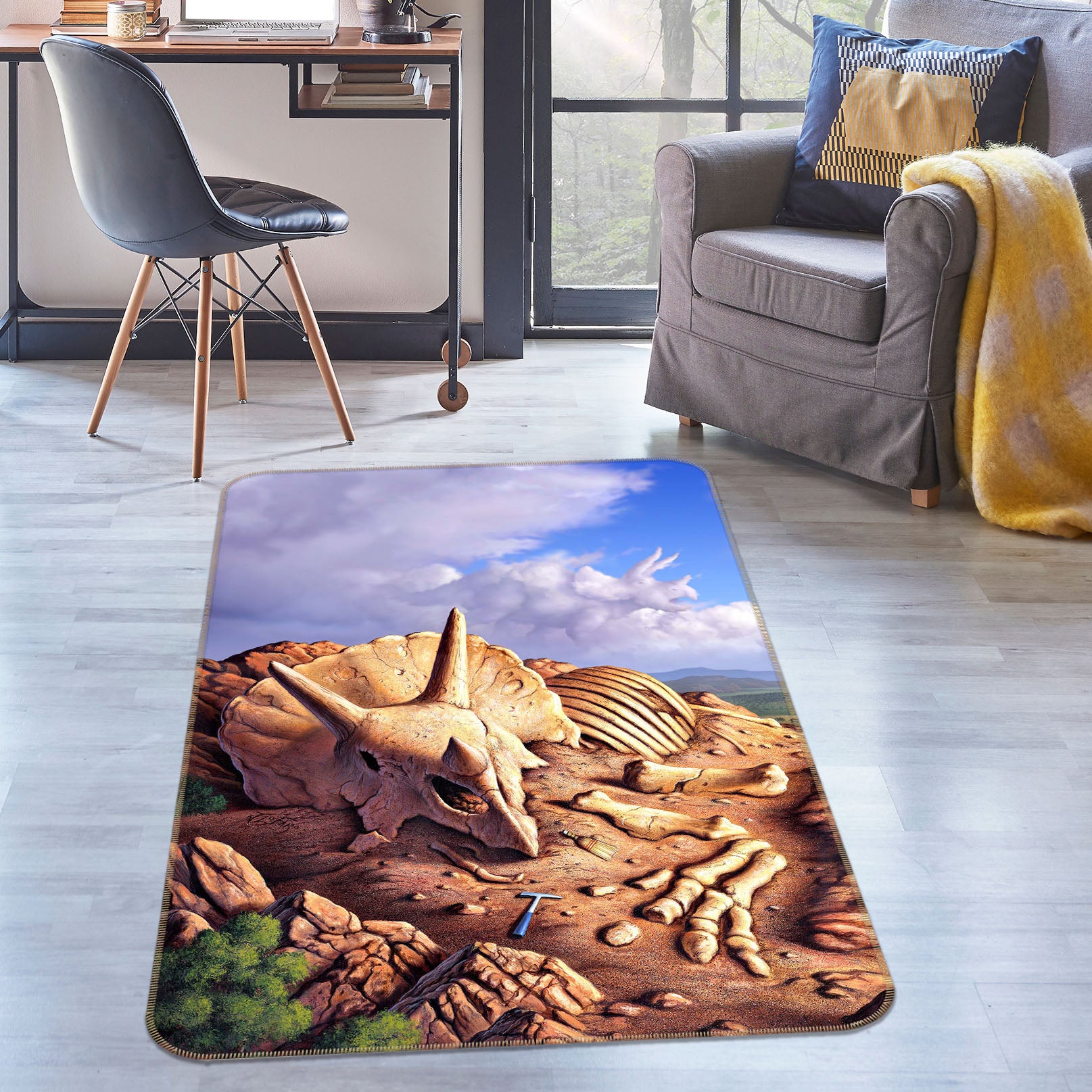 3D Dinosaur Fossil 1069 Jerry LoFaro Rug Non Slip Rug Mat