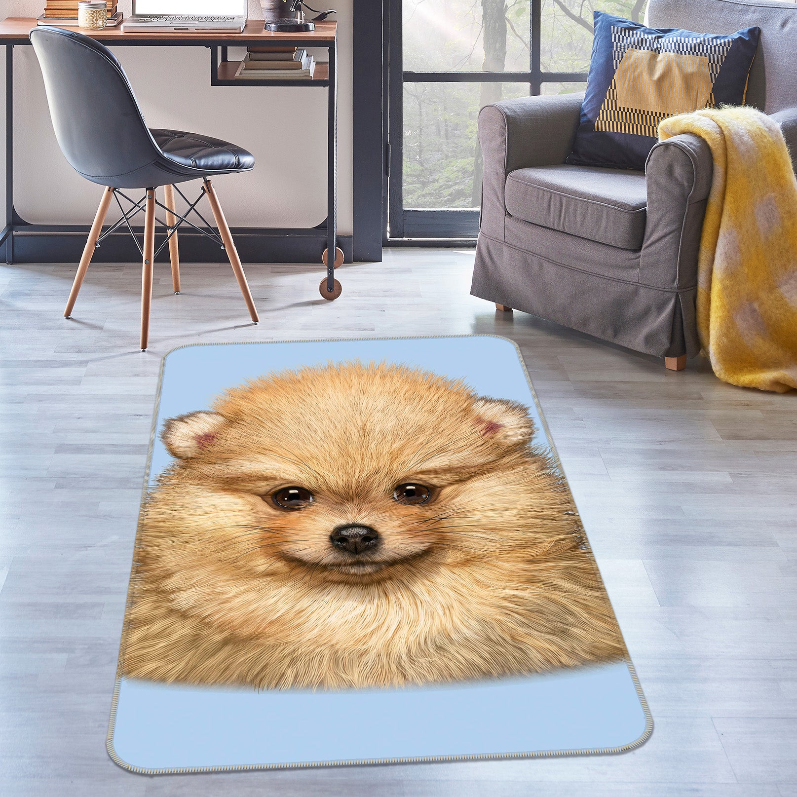 3D Pomeranian Puppy 1059 Vincent Hie Rug Non Slip Rug Mat