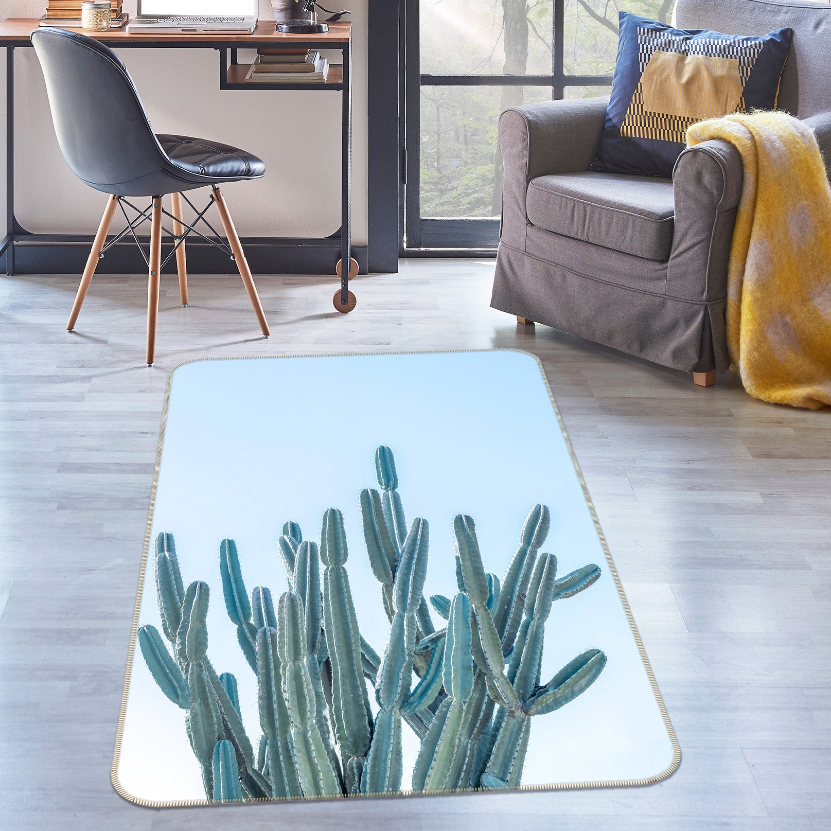 3D Green Cactus 190 Assaf Frank Rug Non Slip Rug Mat