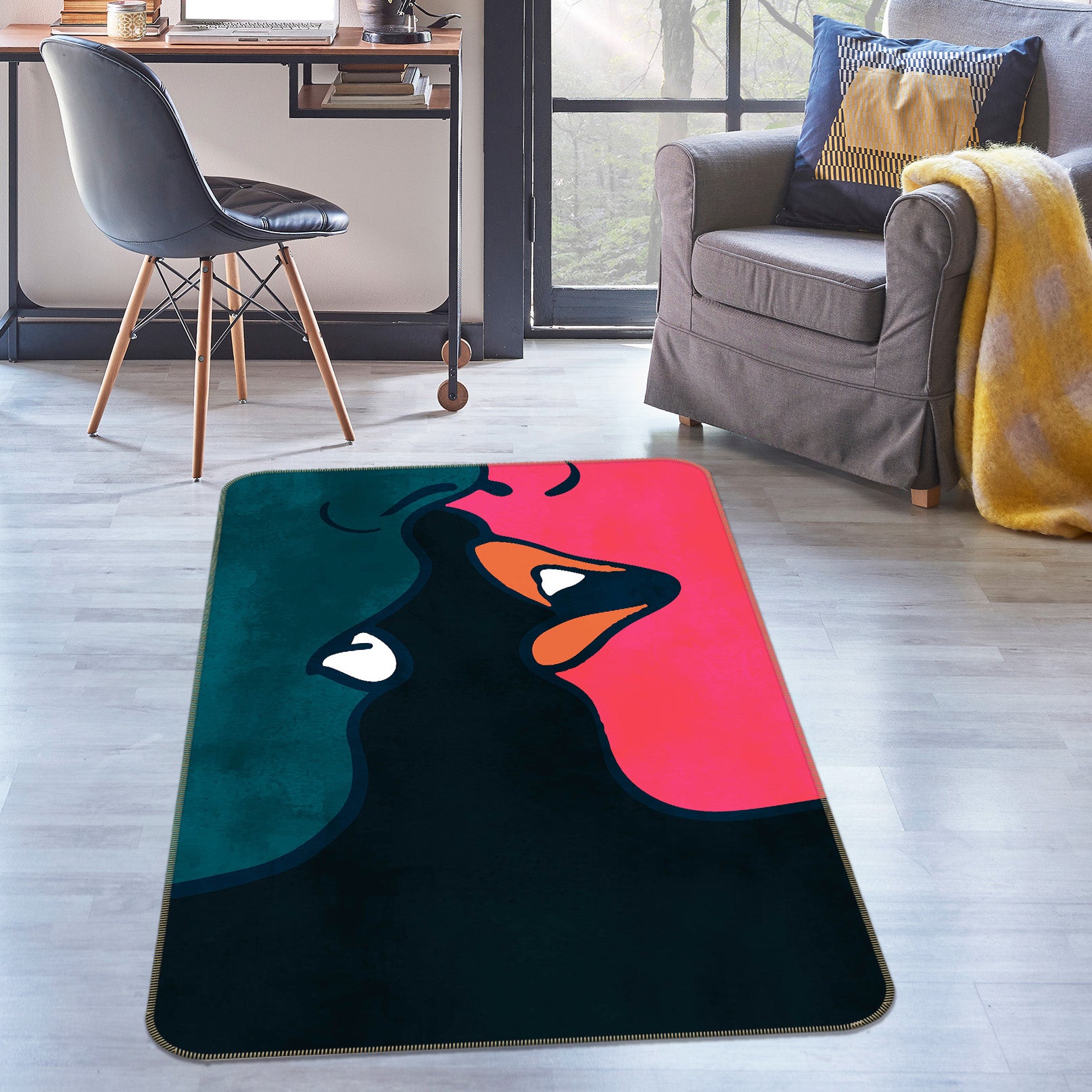 3D The Kiss 1019 Boris Draschoff Rug Non Slip Rug Mat