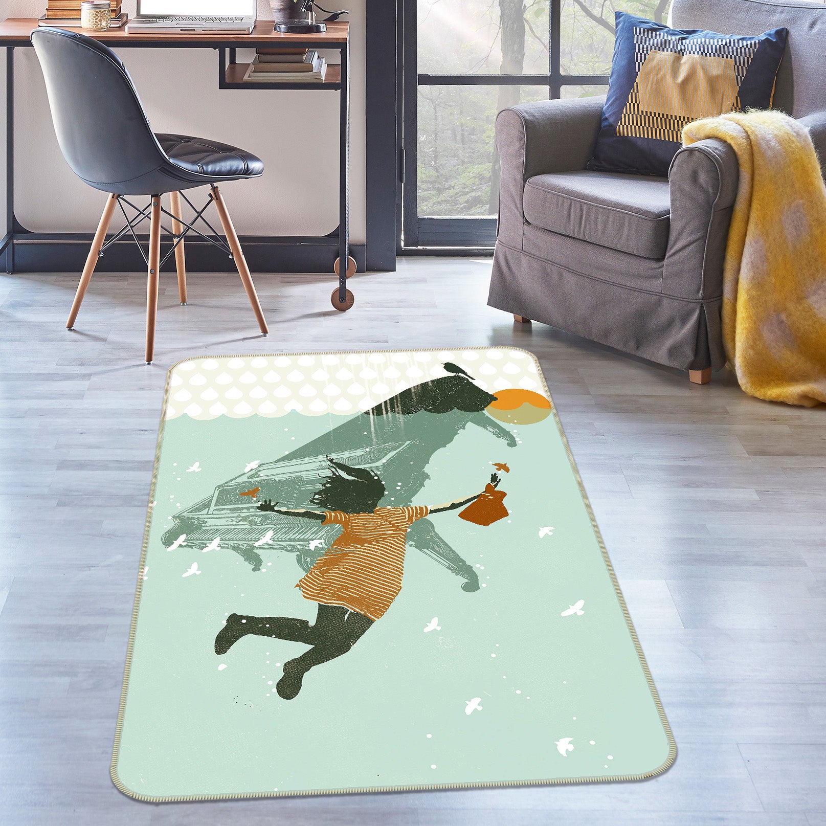 3D Underwater Swimming 1019 Showdeer Rug Non Slip Rug Mat