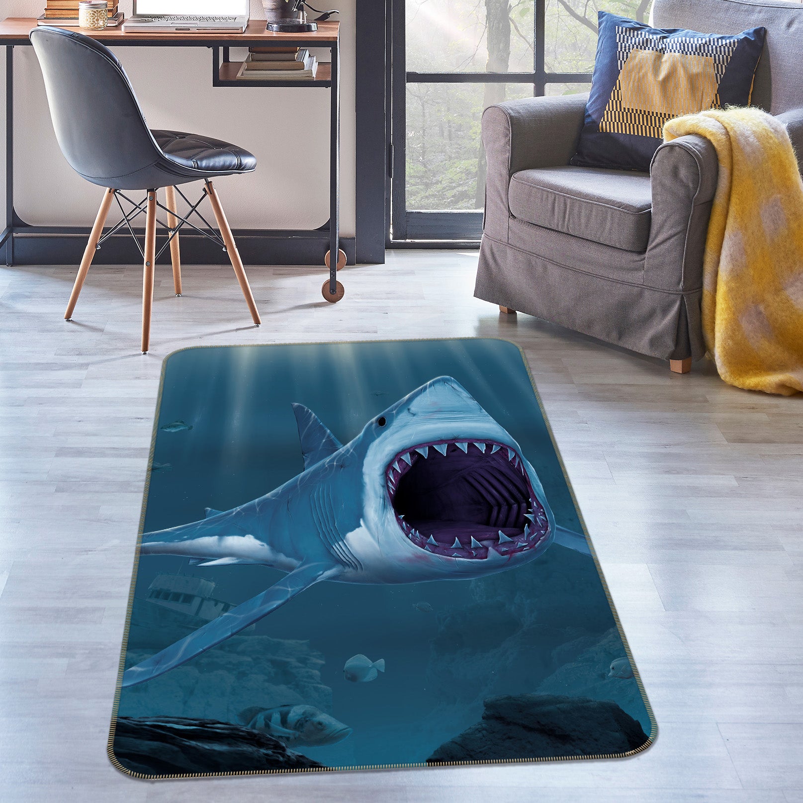 3D Shark Bite 1066 Vincent Hie Rug Non Slip Rug Mat