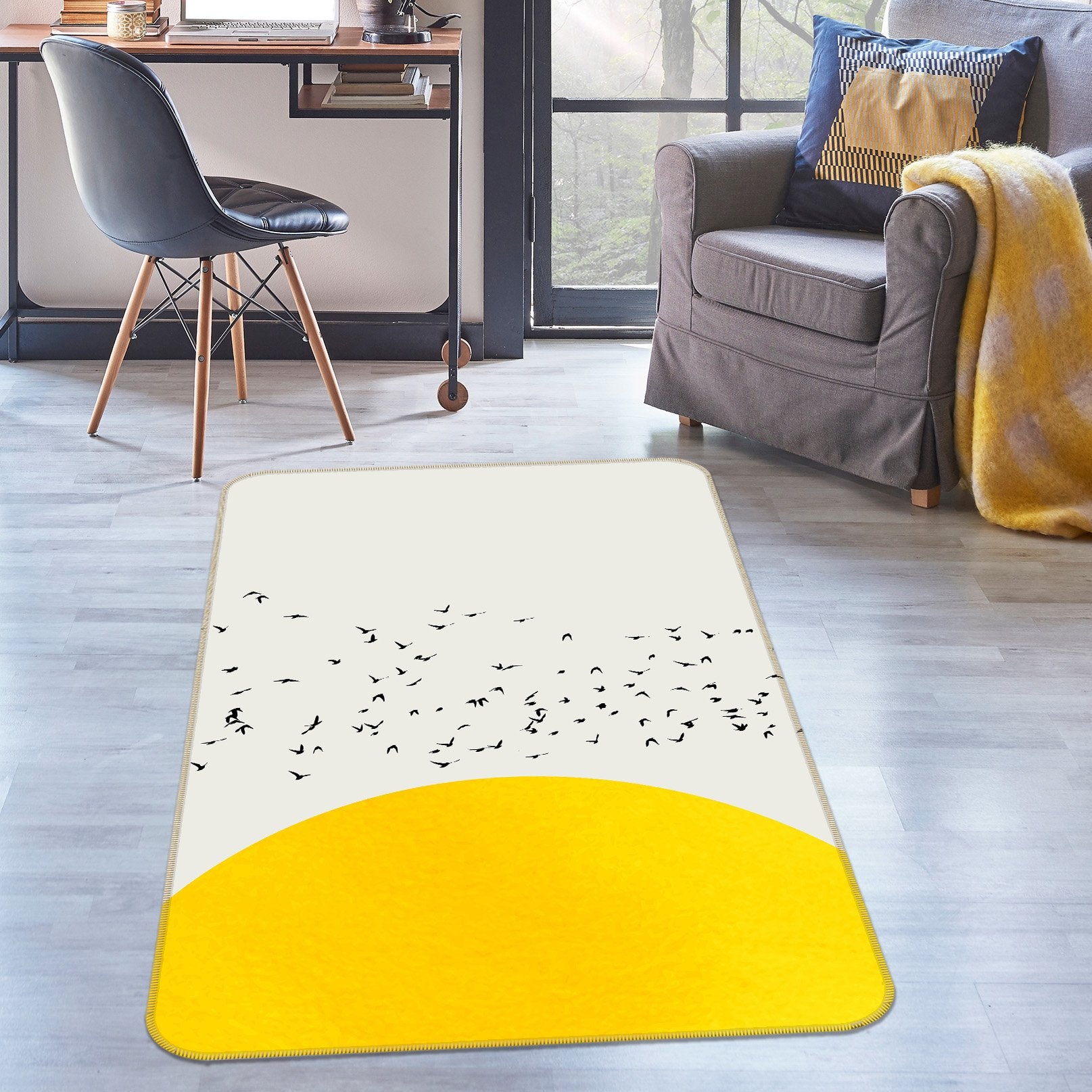 3D Black Bird 1049 Boris Draschoff Rug Non Slip Rug Mat Mat AJ Creativity Home