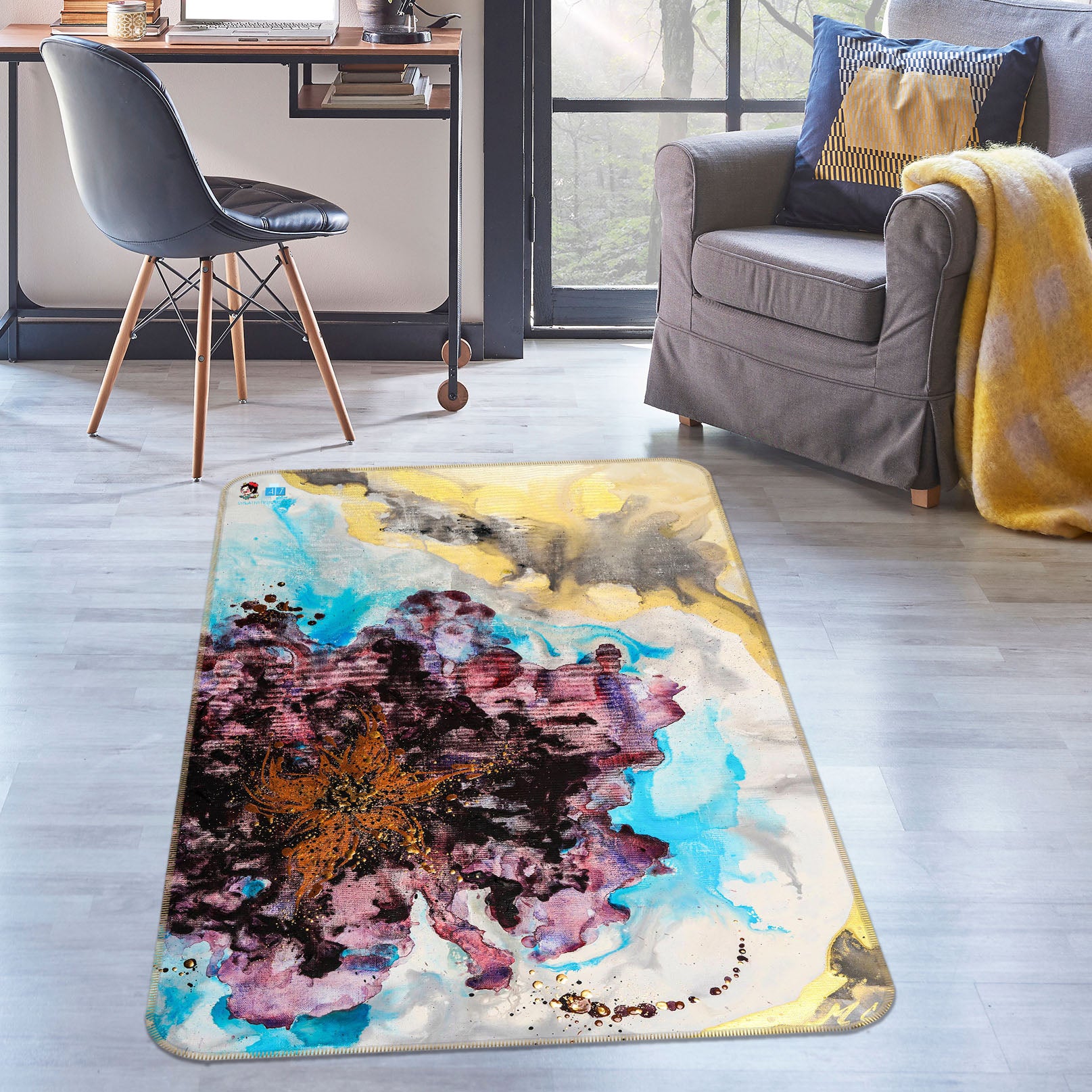 3D Watercolor Texture 1283 Skromova Marina Rug Non Slip Rug Mat