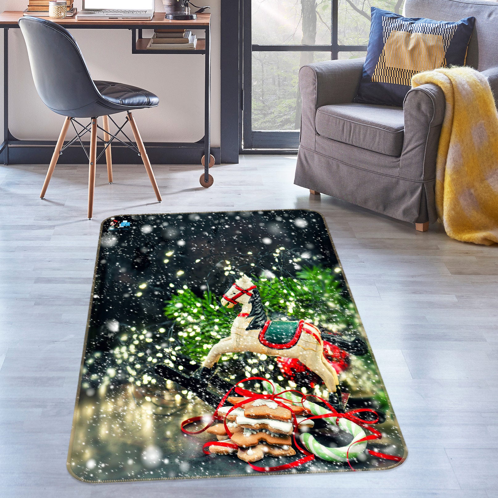 3D Trojan Horse 56186 Christmas Non Slip Rug Mat Xmas