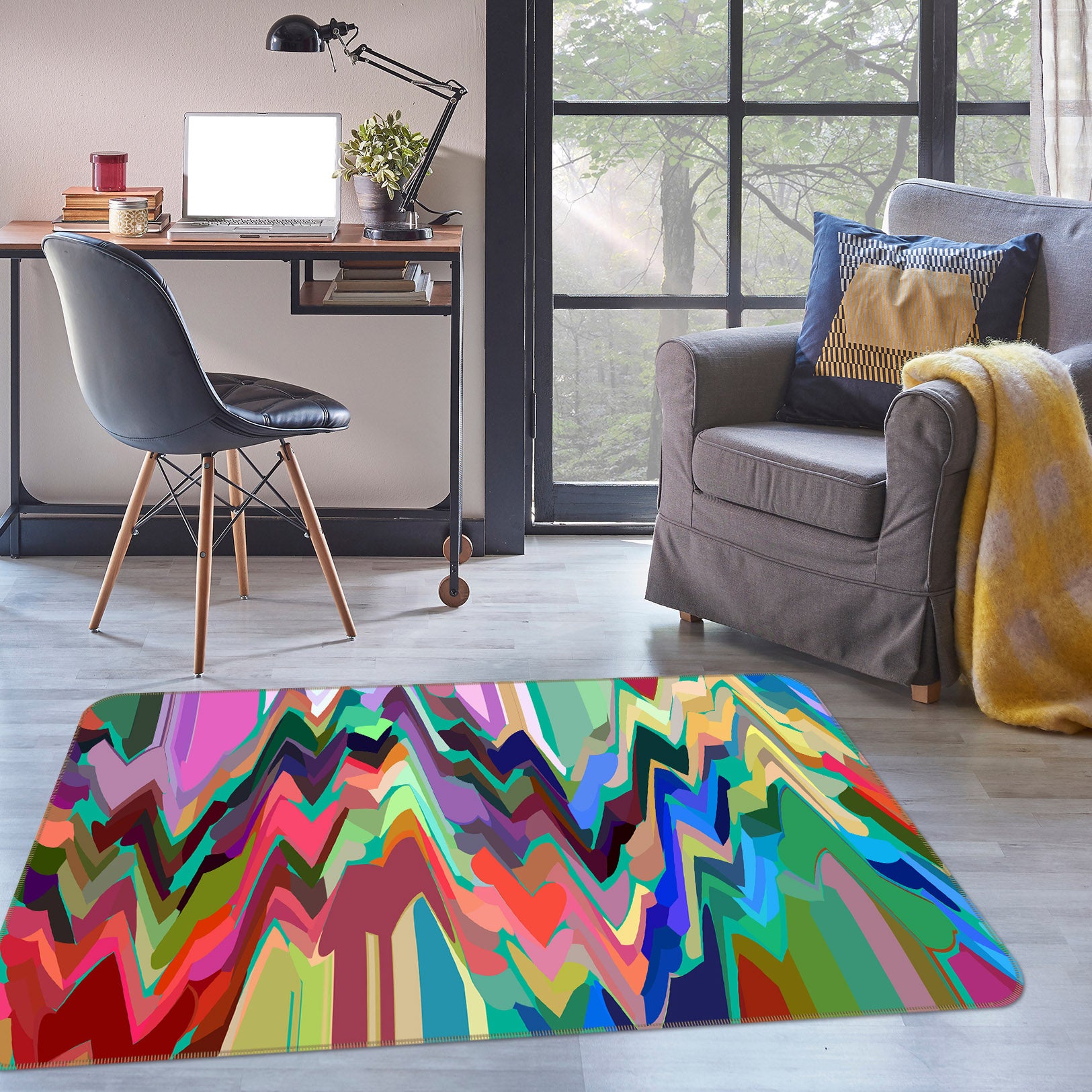 3D Colored Trees 71026 Shandra Smith Rug Non Slip Rug Mat