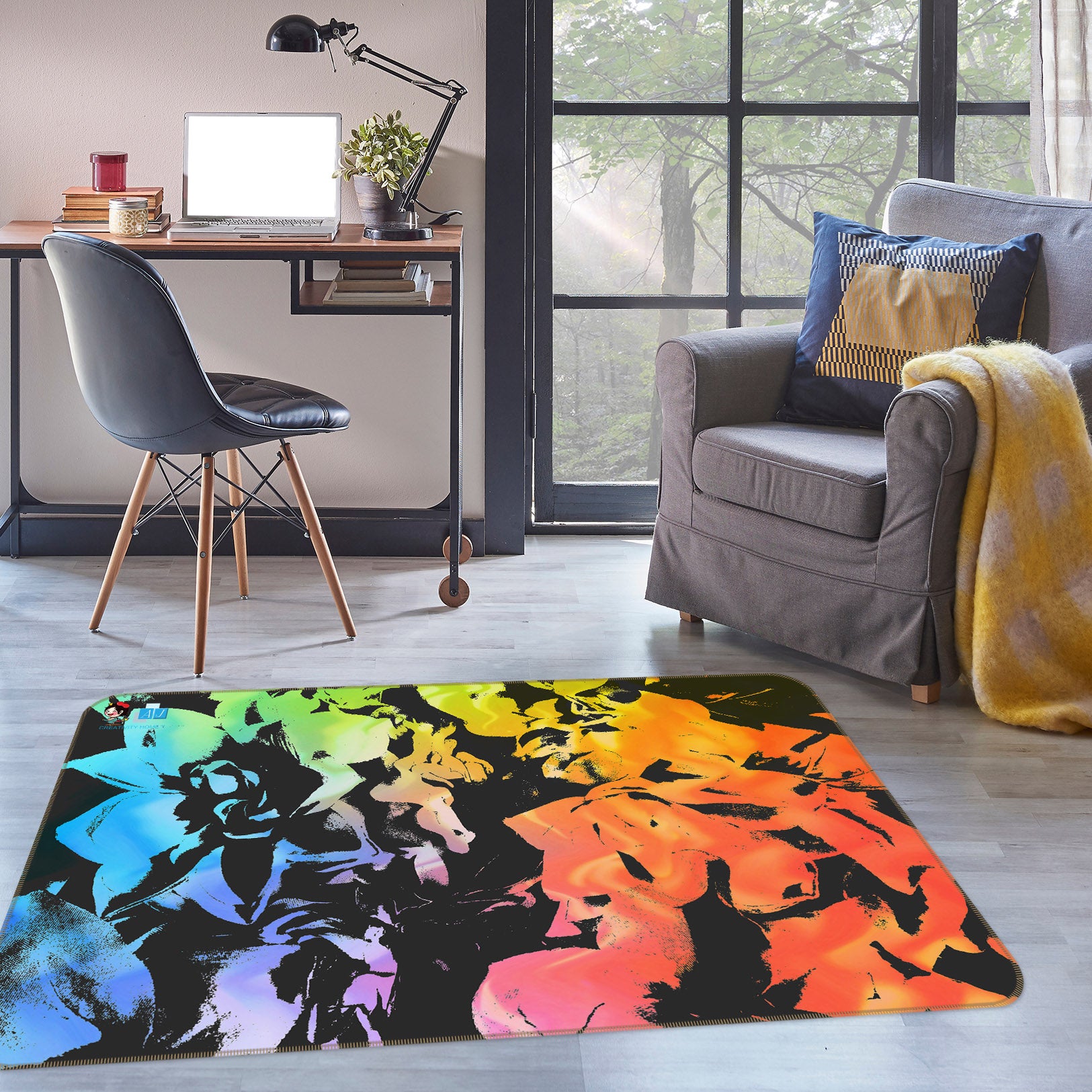 3D Color Flower Pattern 19158 Shandra Smith Rug Non Slip Rug Mat