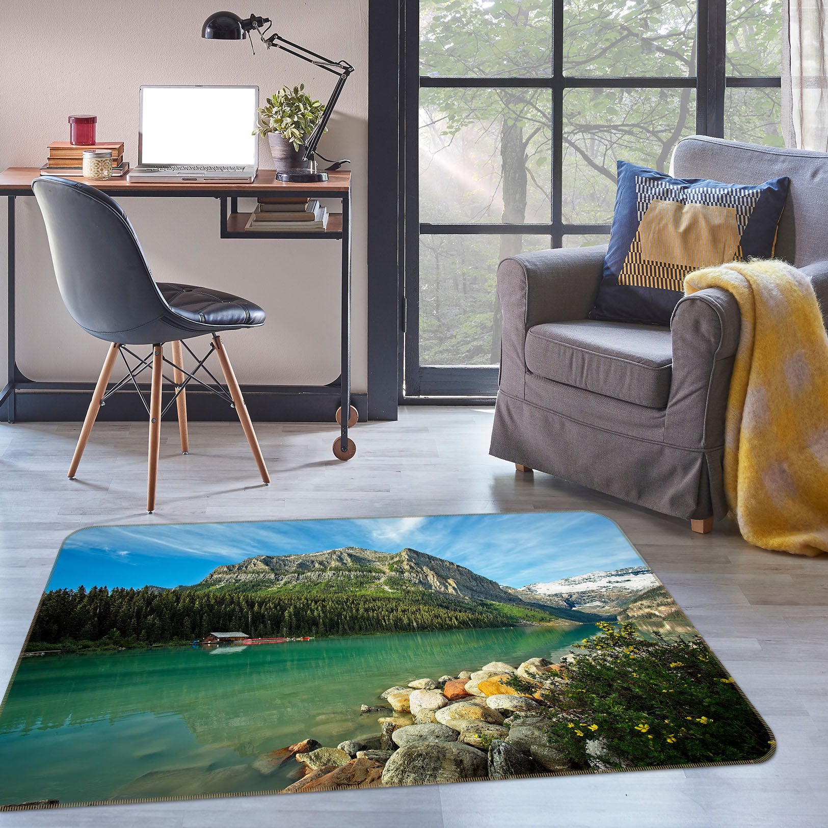 3D Sunny Lake 1113 Kathy Barefield Rug Non Slip Rug Mat