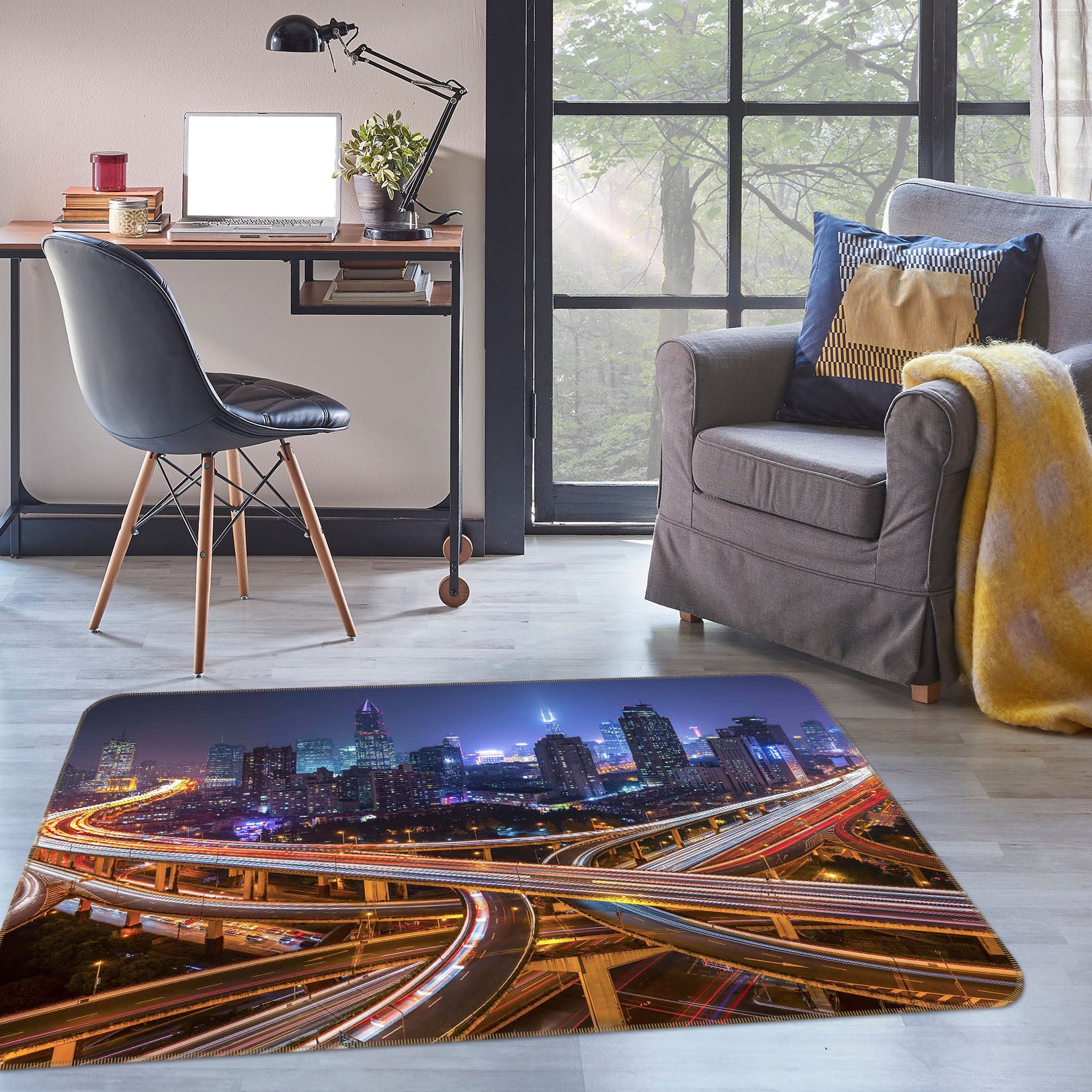 3D Transportation Hub 1166 Marco Carmassi Rug Non Slip Rug Mat