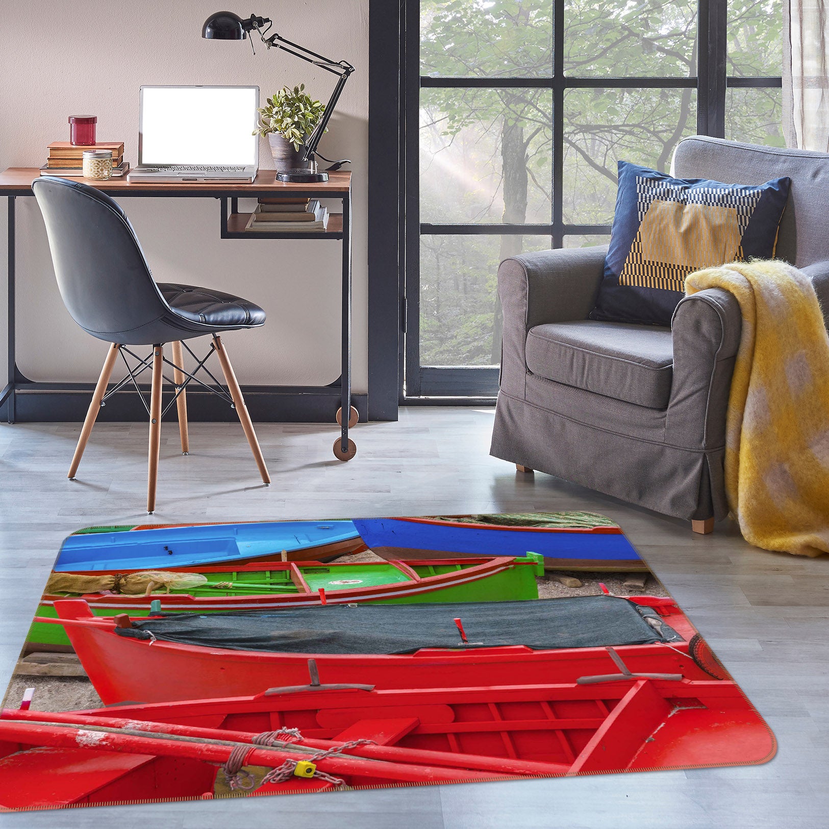 3D Red Boat 1152 Marco Carmassi Rug Non Slip Rug Mat