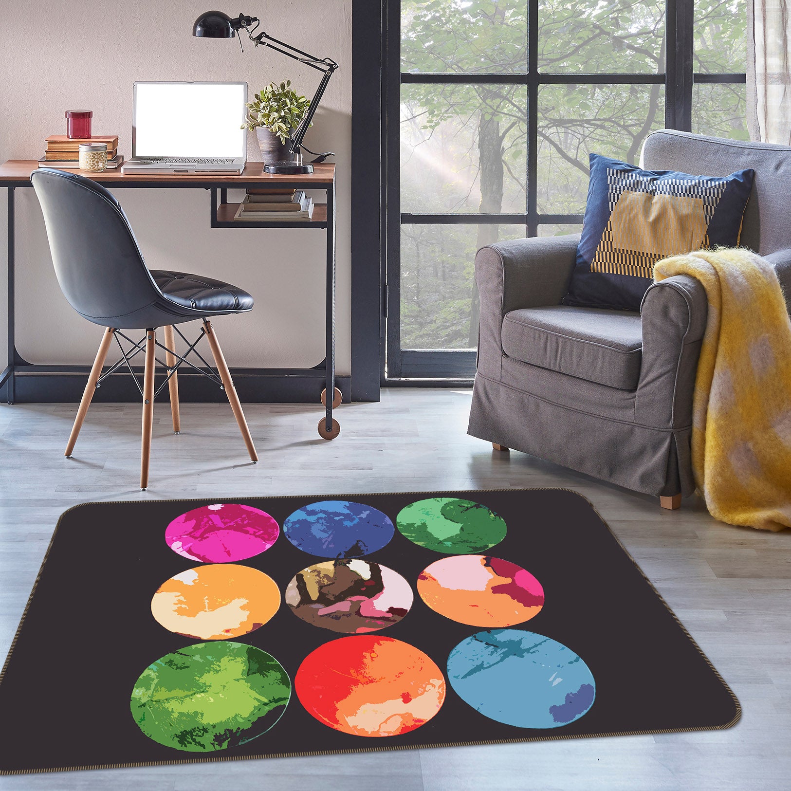 3D Color Circle 71019 Shandra Smith Rug Non Slip Rug Mat