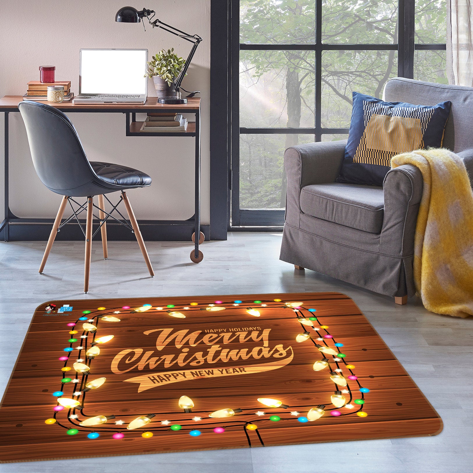 3D Alphabet Light String 56113 Christmas Non Slip Rug Mat Xmas