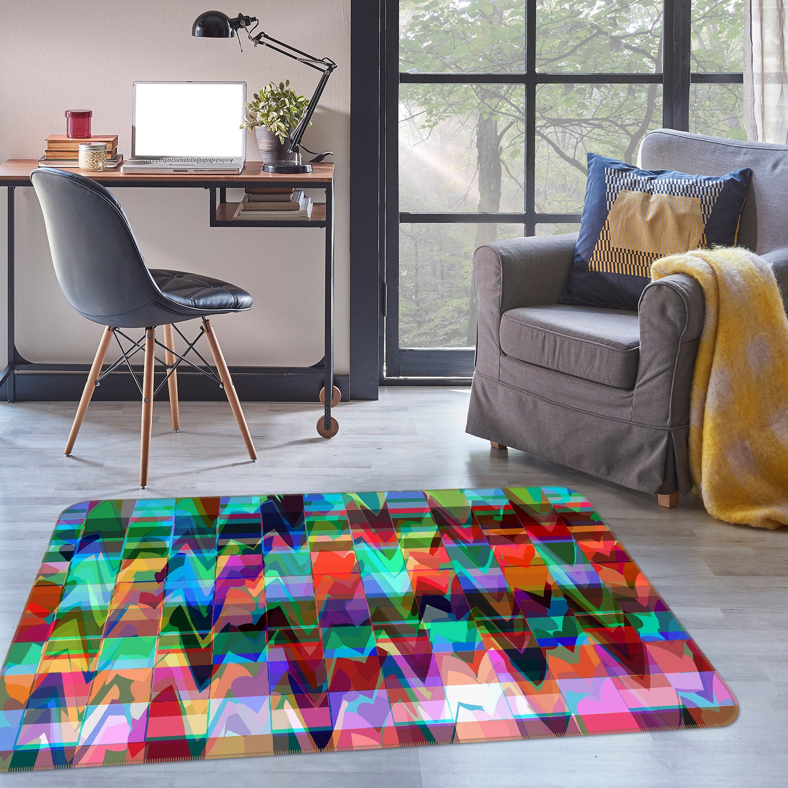3D Color Waves 71021 Shandra Smith Rug Non Slip Rug Mat