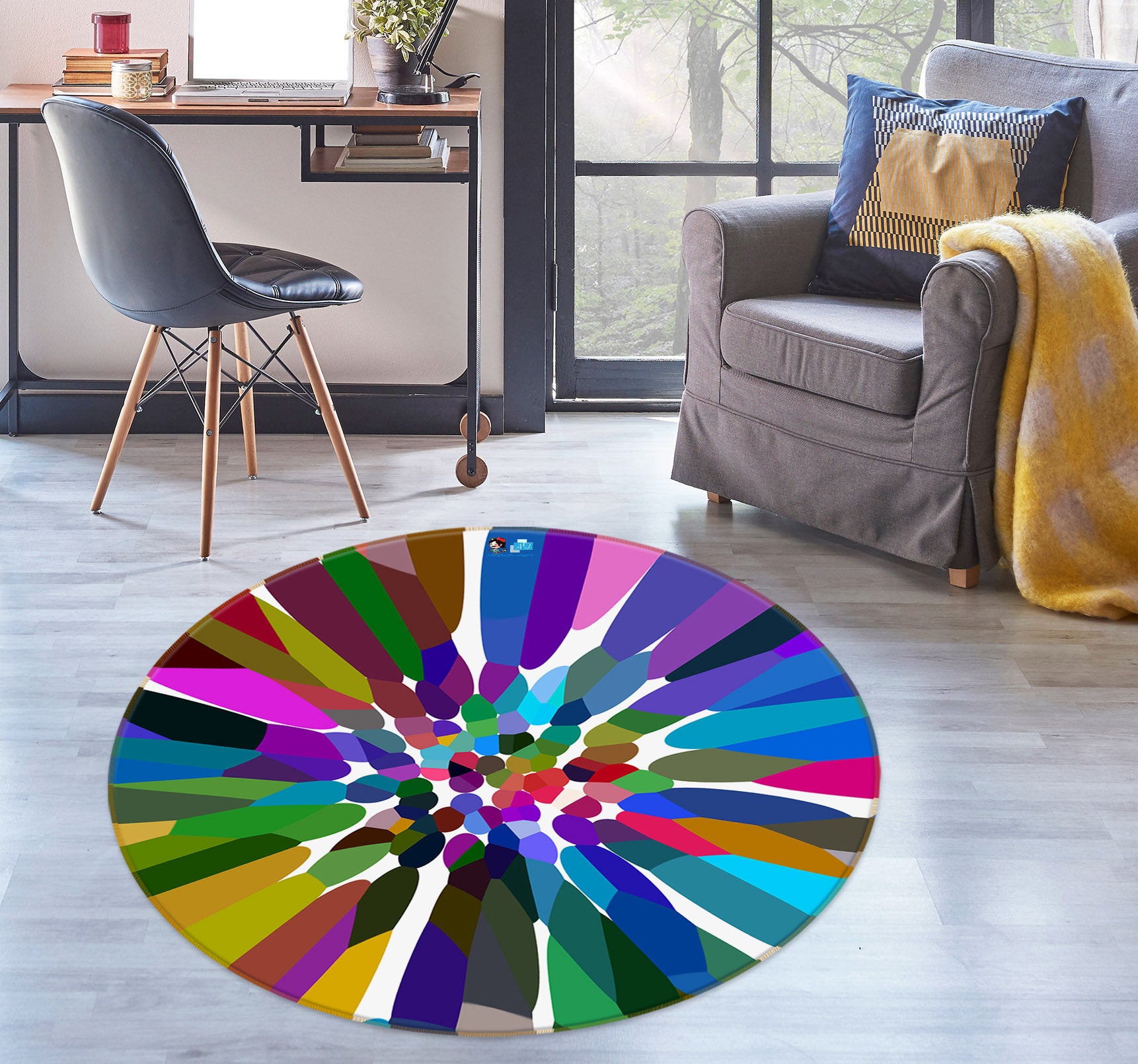 3D Flower Core 191107 Shandra Smith Rug Round Non Slip Rug Mat