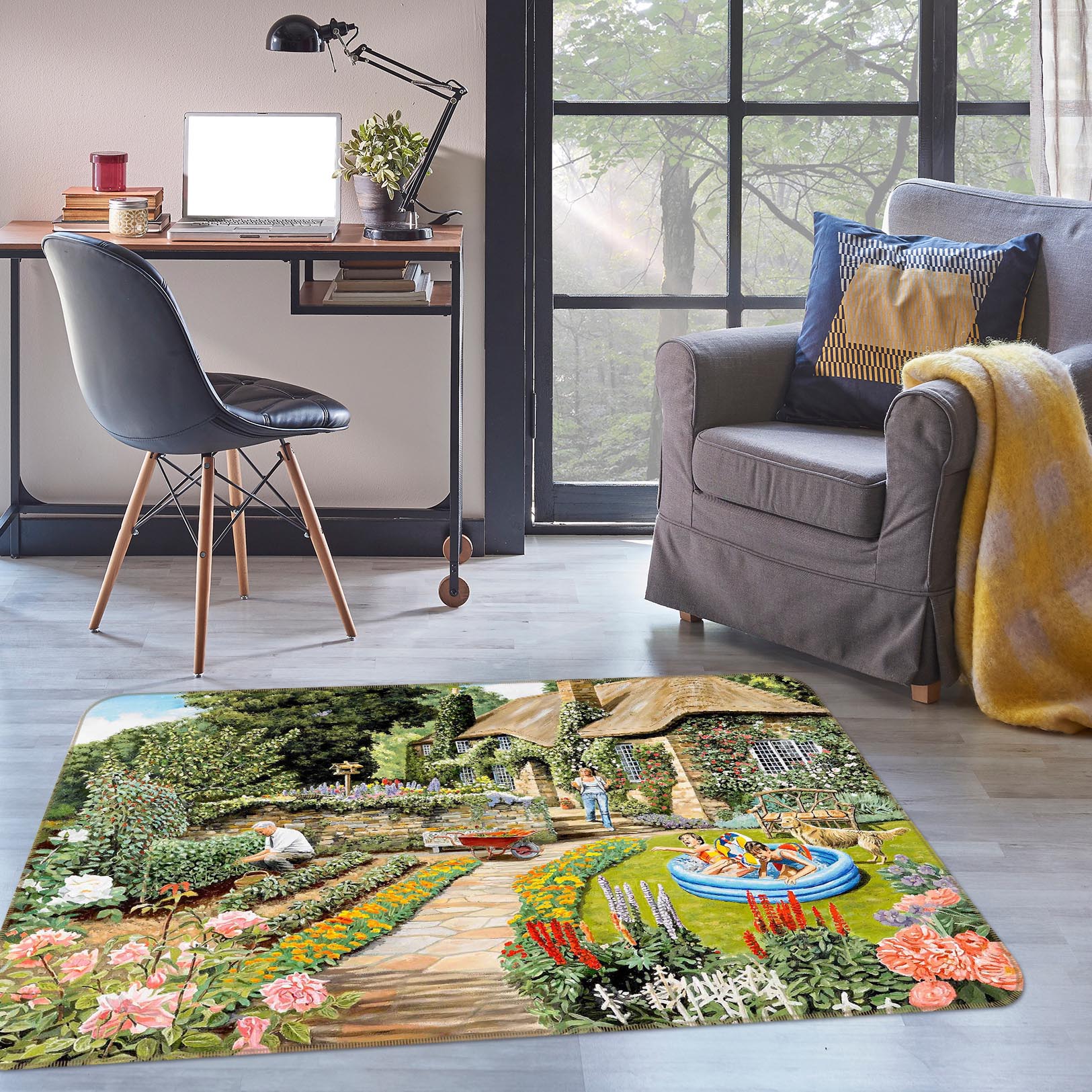 3D Summer Garden 1104 Trevor Mitchell Rug Non Slip Rug Mat