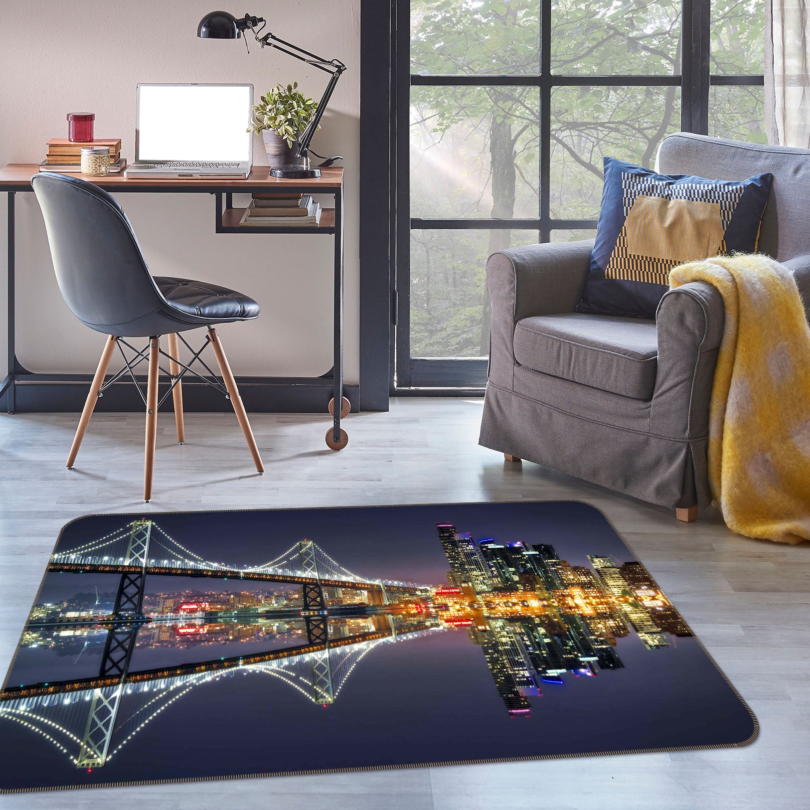 3D Bridge River 1169 Marco Carmassi Rug Non Slip Rug Mat