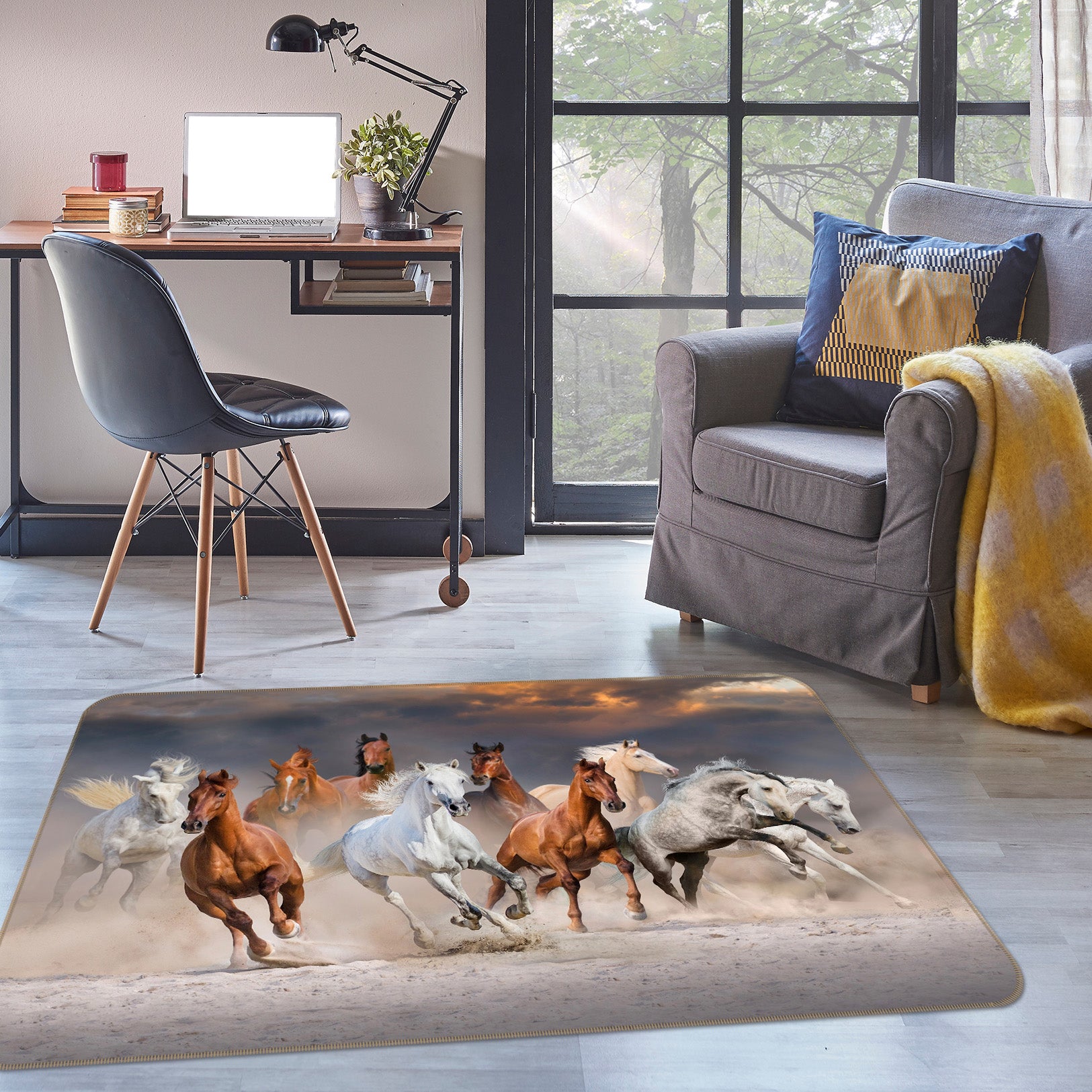 3D Running Horse 045 Animal Non Slip Rug Mat