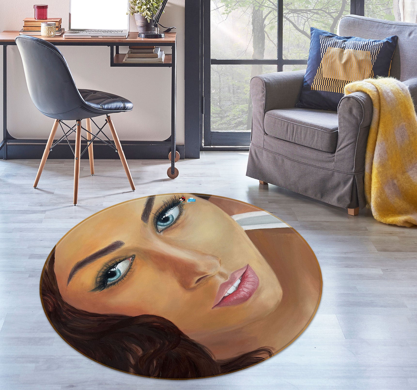 3D Woman Painting 9741 Marina Zotova Rug Round Non Slip Rug Mat