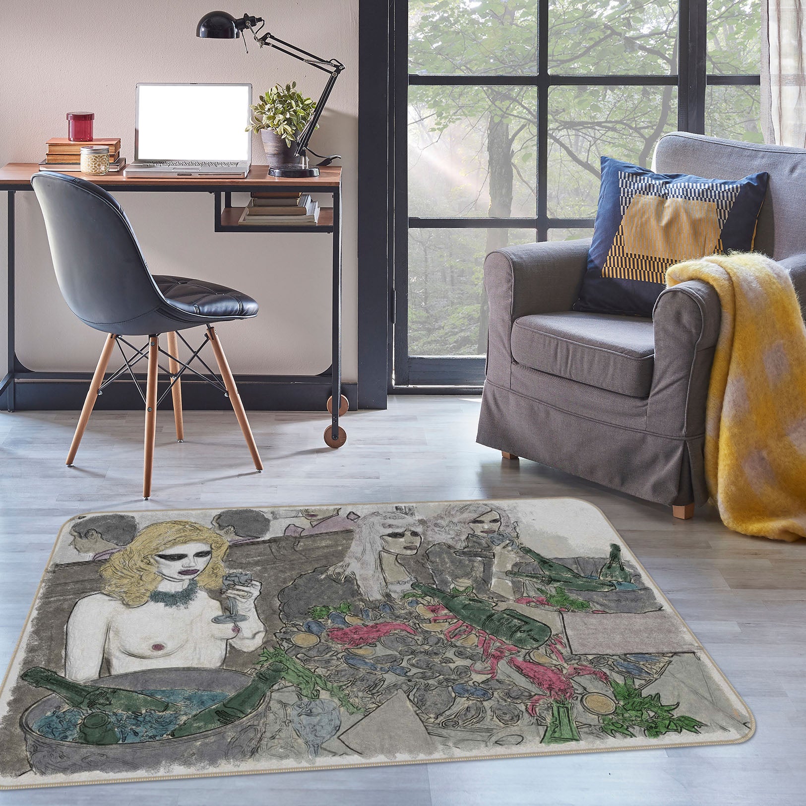 3D Girl Rose 1007 Marco Cavazzana Rug Non Slip Rug Mat