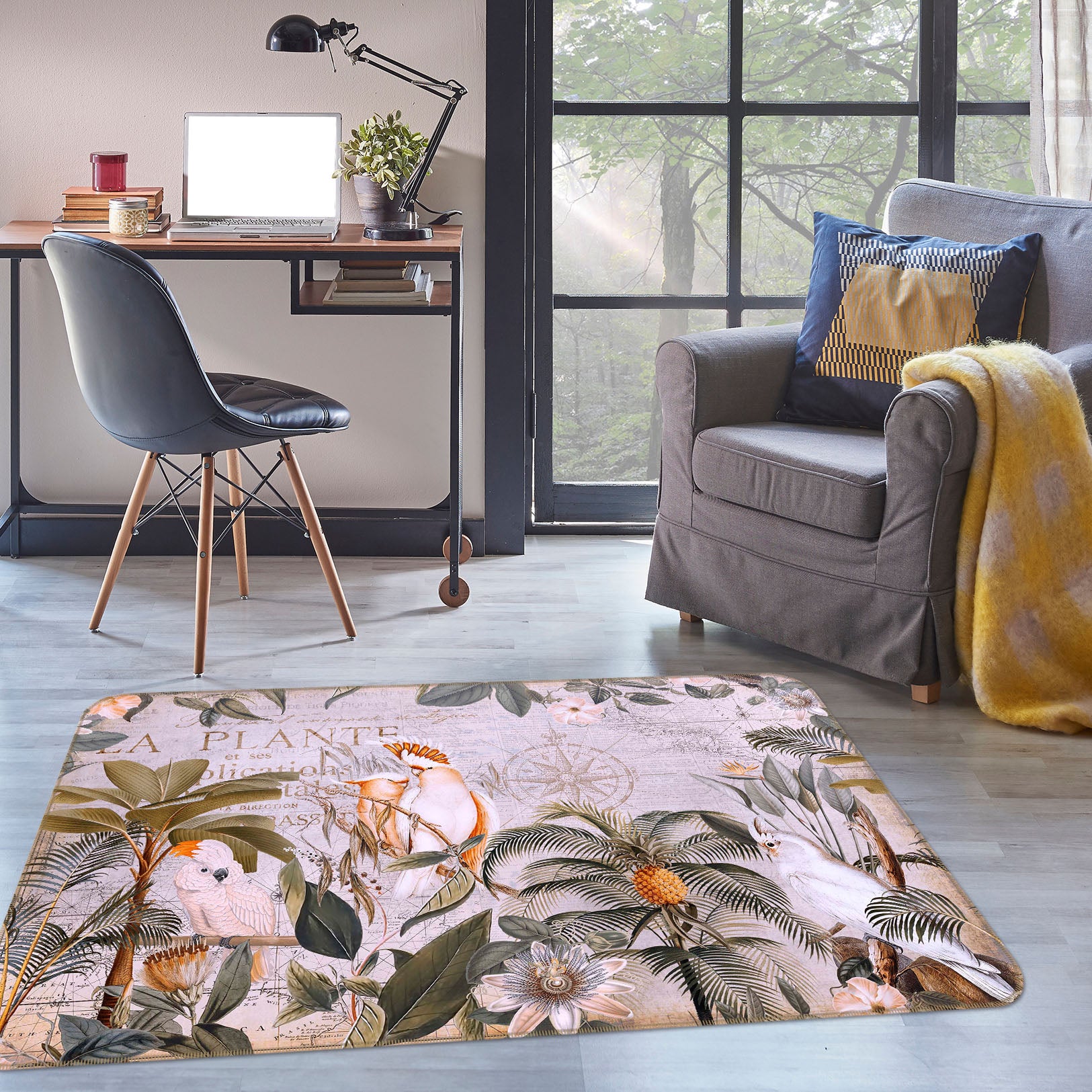 3D Parrot Friend 1042 Andrea haase Rug Non Slip Rug Mat