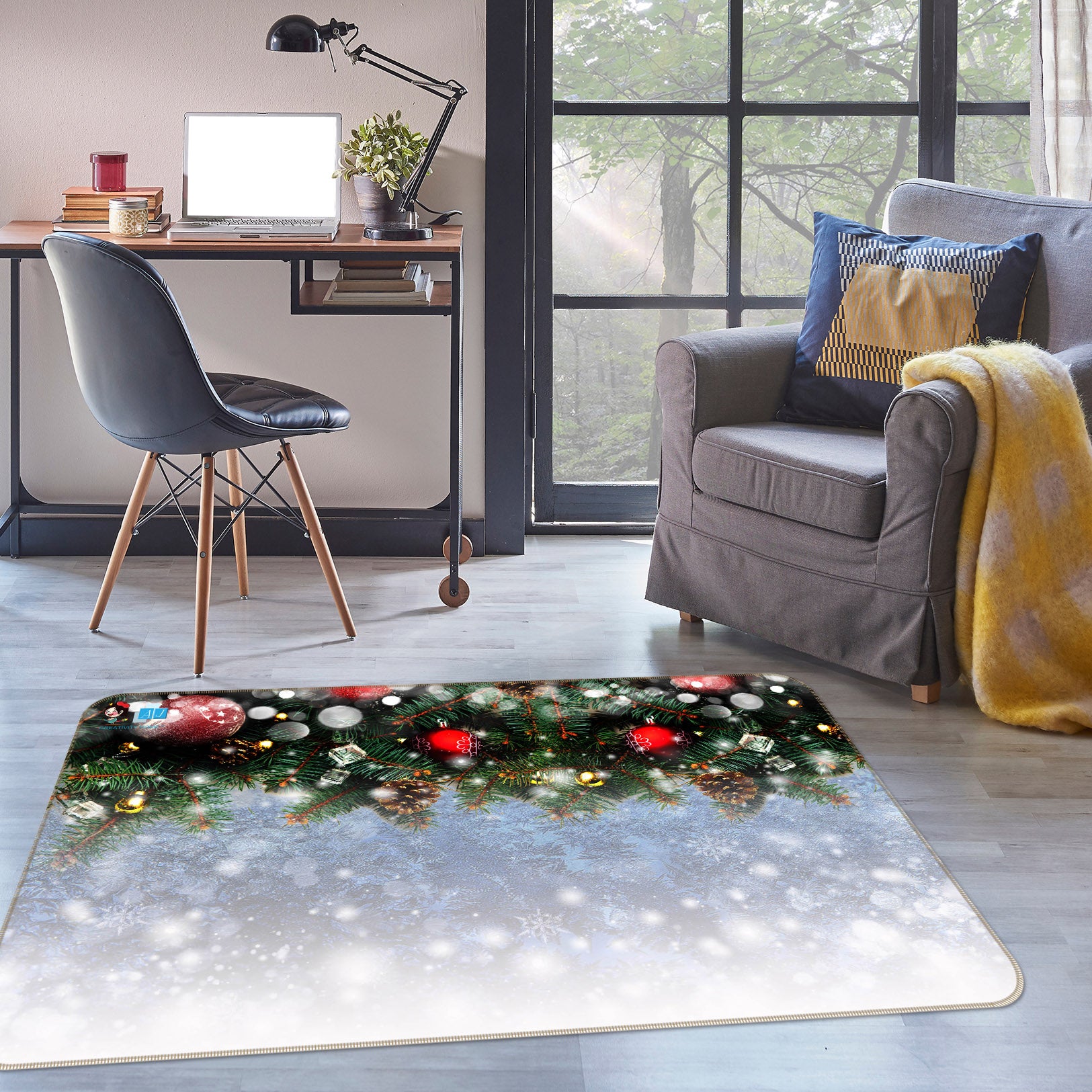 3D Snowflake 56251 Christmas Non Slip Rug Mat Xmas