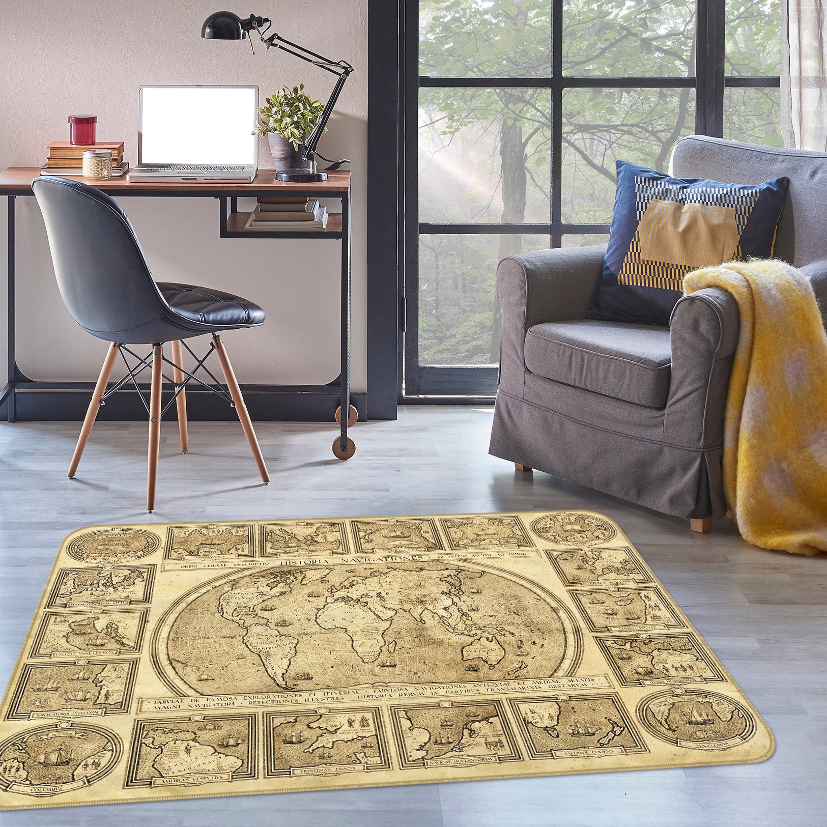 3D Precision Painting 216 World Map Non Slip Rug Mat
