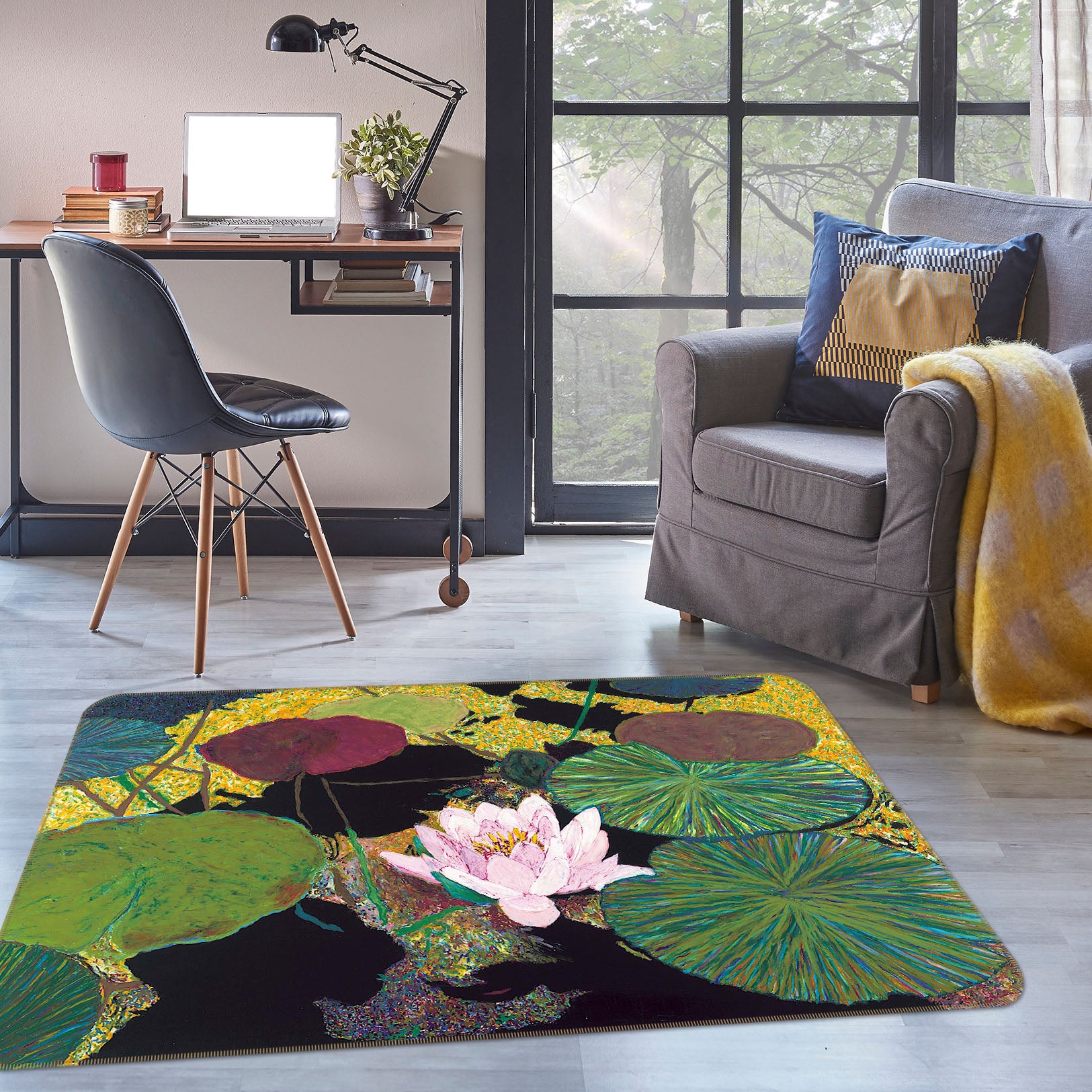 3D Steamy Pond 1124 Allan P. Friedlander Rug Non Slip Rug Mat