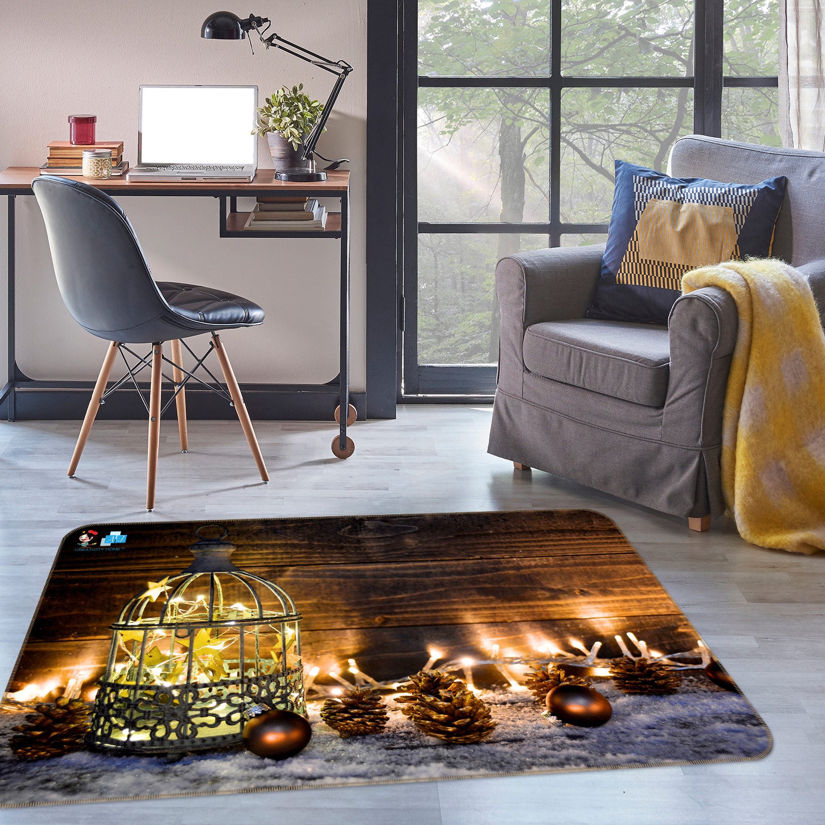 3D Lighted Pine Cone 56160 Christmas Non Slip Rug Mat Xmas