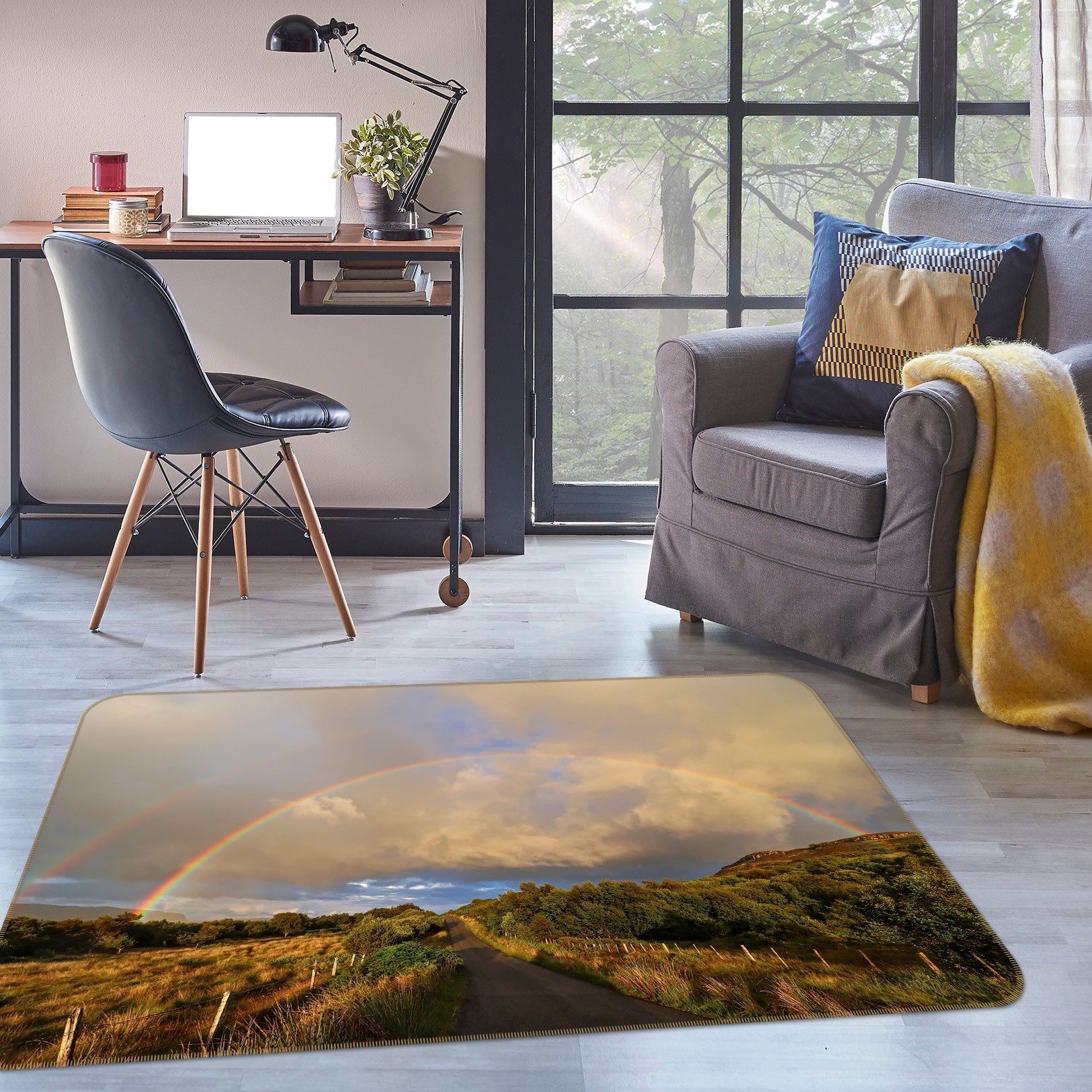 3D Scottish Rainbow 1019 Jerry LoFaro Rug Non Slip Rug Mat