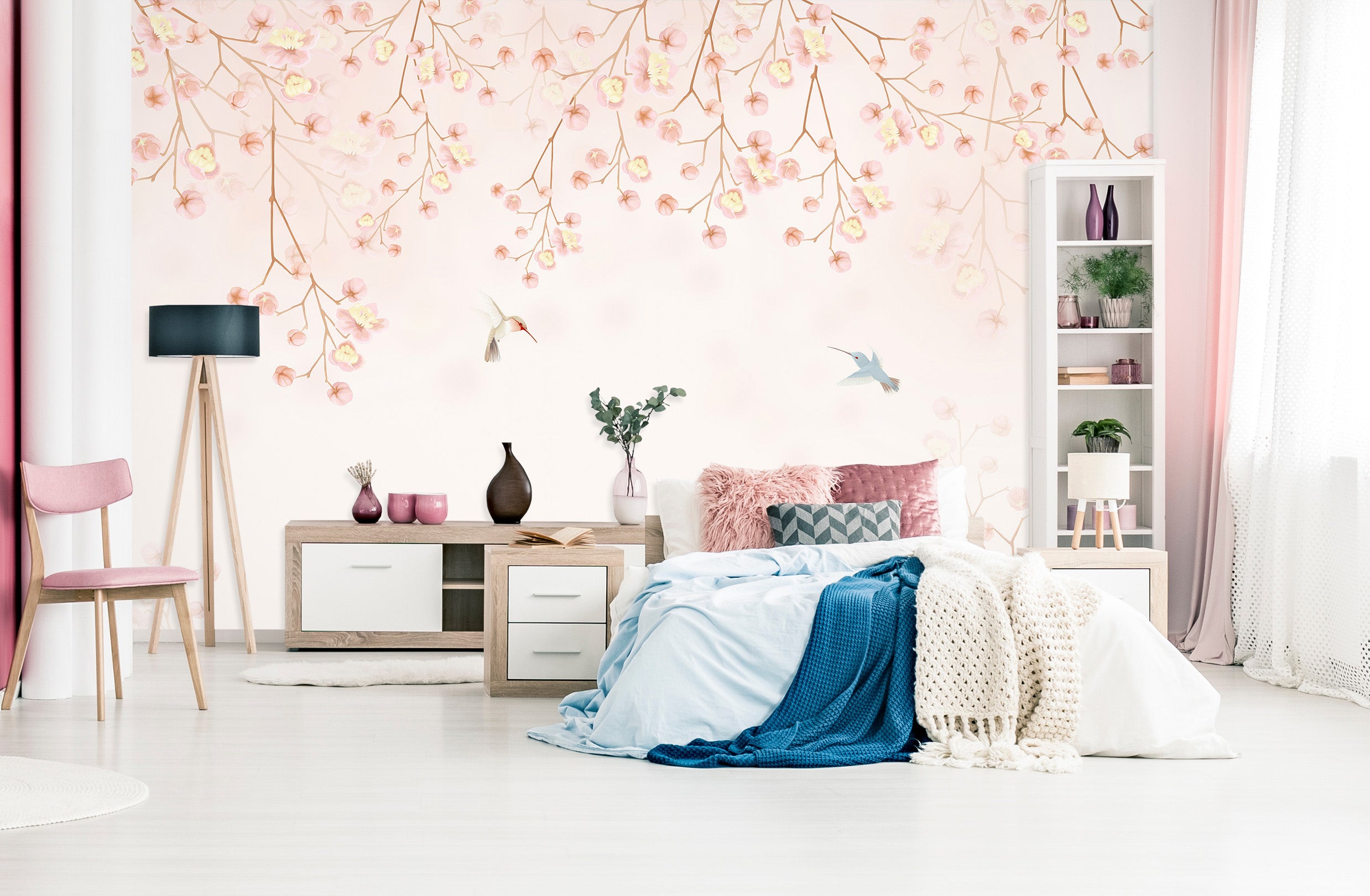 3D Pink Flowers 1645 Wall Murals