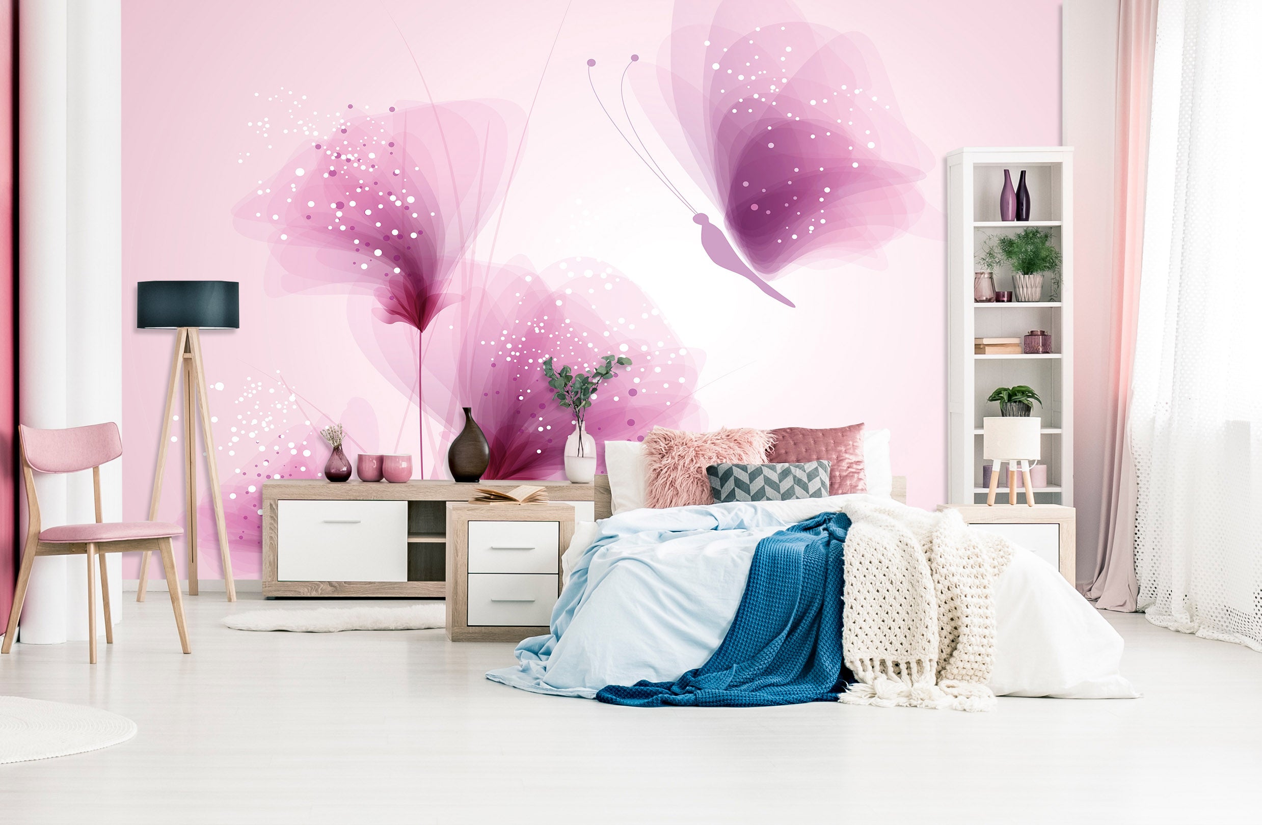 3D Purple Flowers 1536 Wall Murals