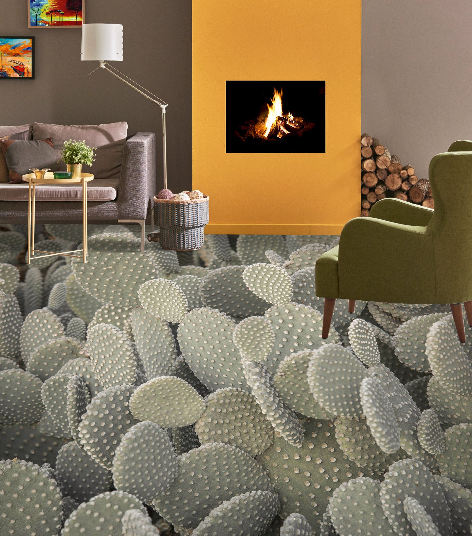 3D Cactus 9850 Assaf Frank Floor Mural Wallpaper Murals Self-Adhesive Removable Print Epoxy