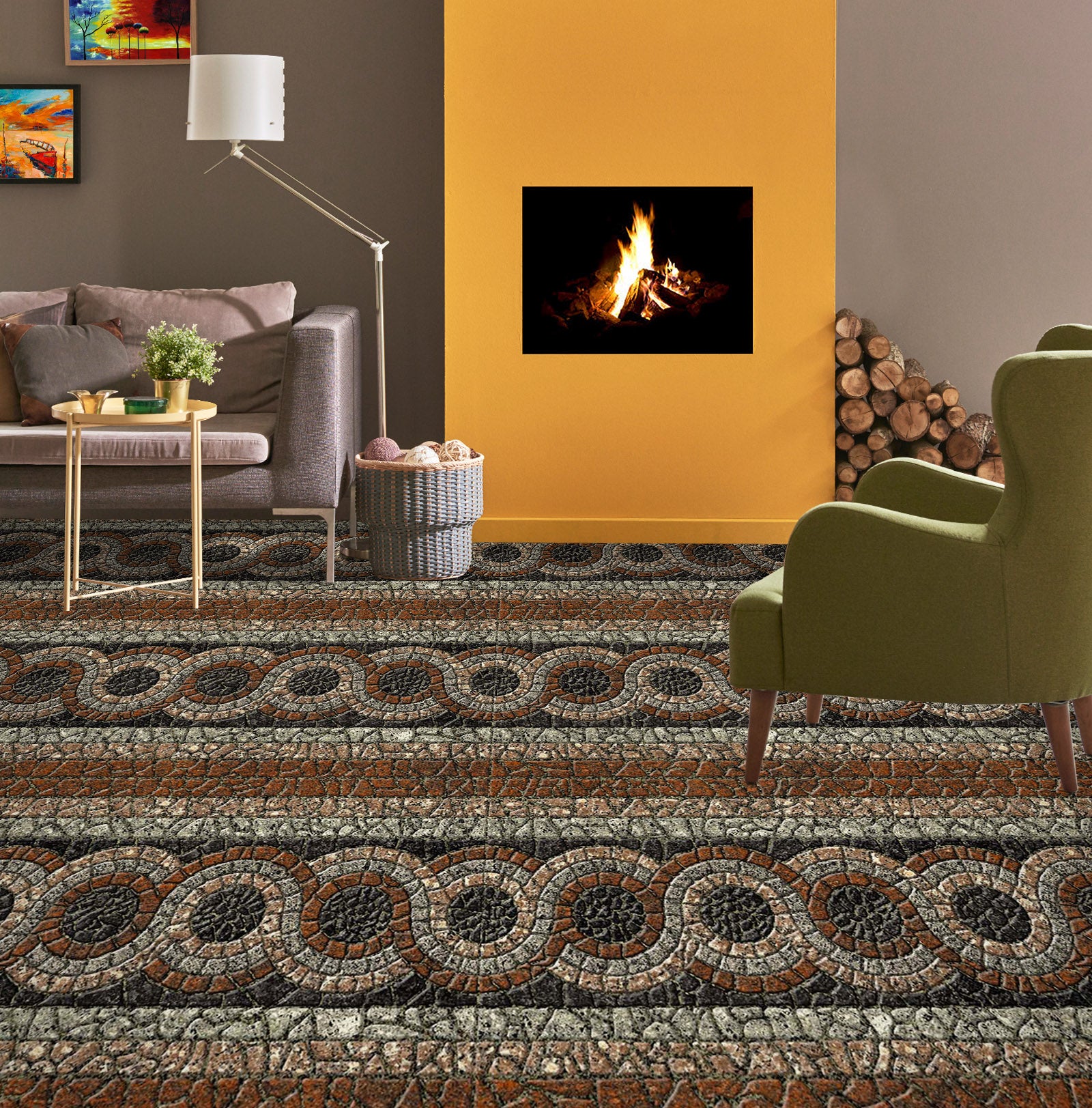 3D Textured Circular Connection 931 Floor Mural Wallpaper Murals Rug & Mat Print Epoxy waterproof bath floor